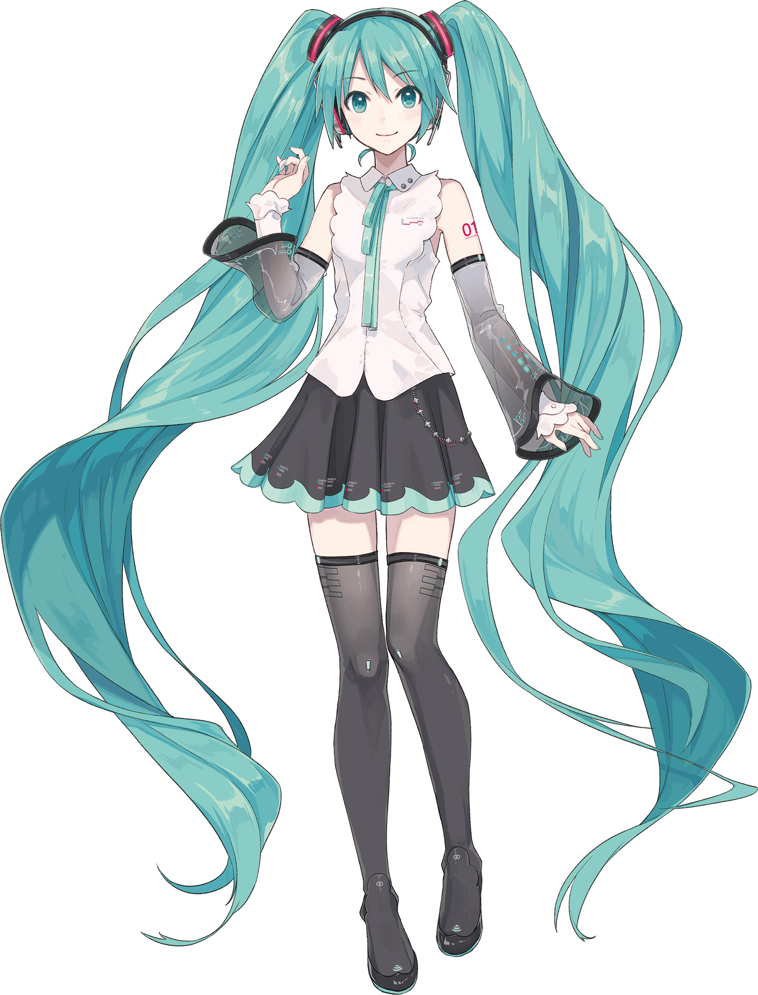 hatsune_miku headphones see_through tagme tattoo thighhighs transparent_png vocaloid