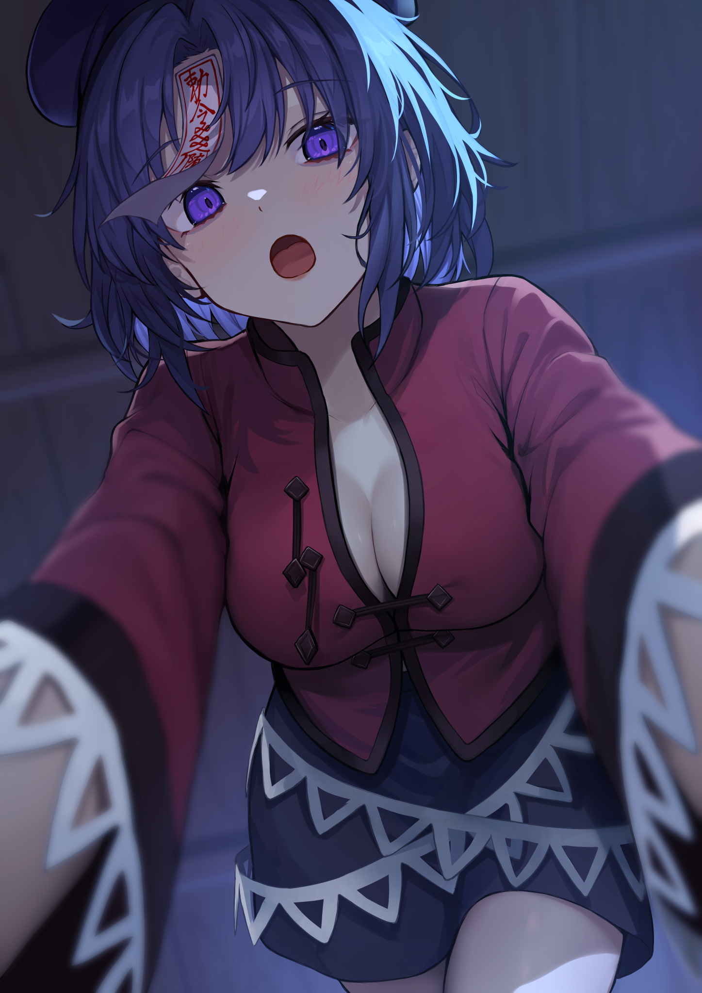 asian_clothes cleavage miyako_yoshika open_shirt touhou wowoguni