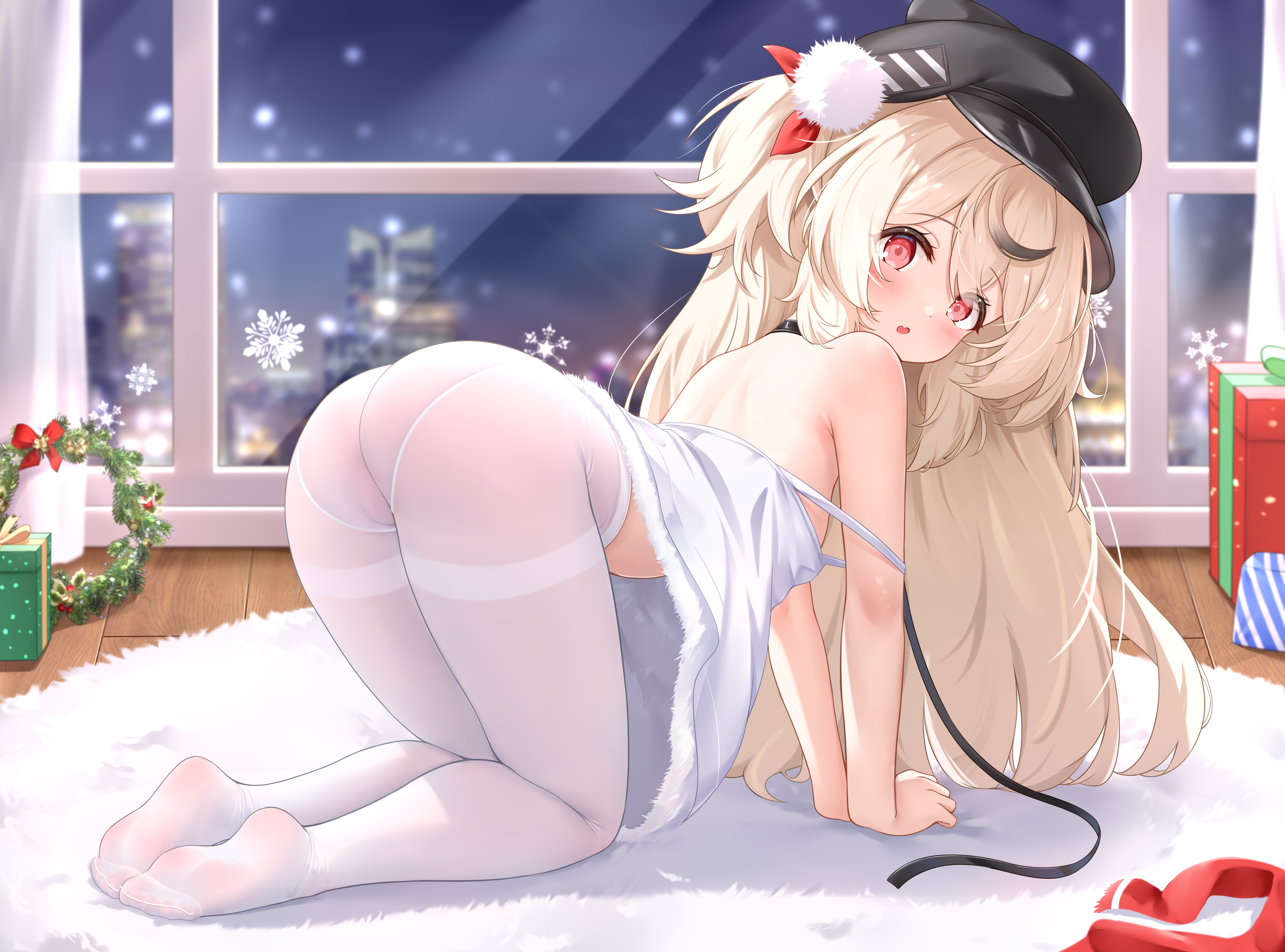 ass azur_lane no_bra nopan pantyhose pussy qian_hen z9_(azur_lane)