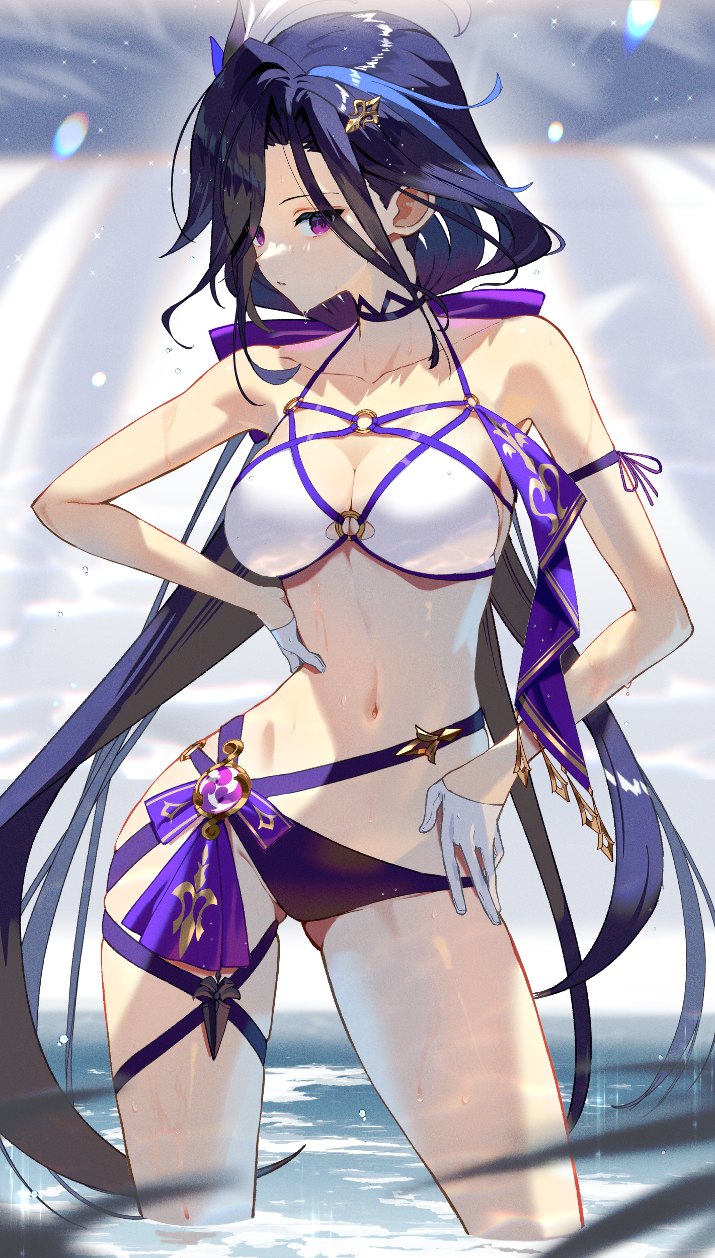 bikini clorinde garter genshin_impact scottie swimsuits wet