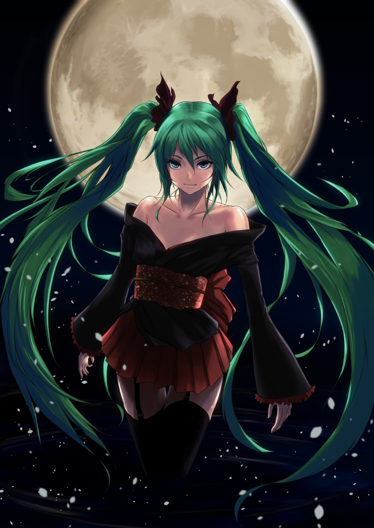 din_(raiden) hatsune_miku stockings thighhighs vocaloid