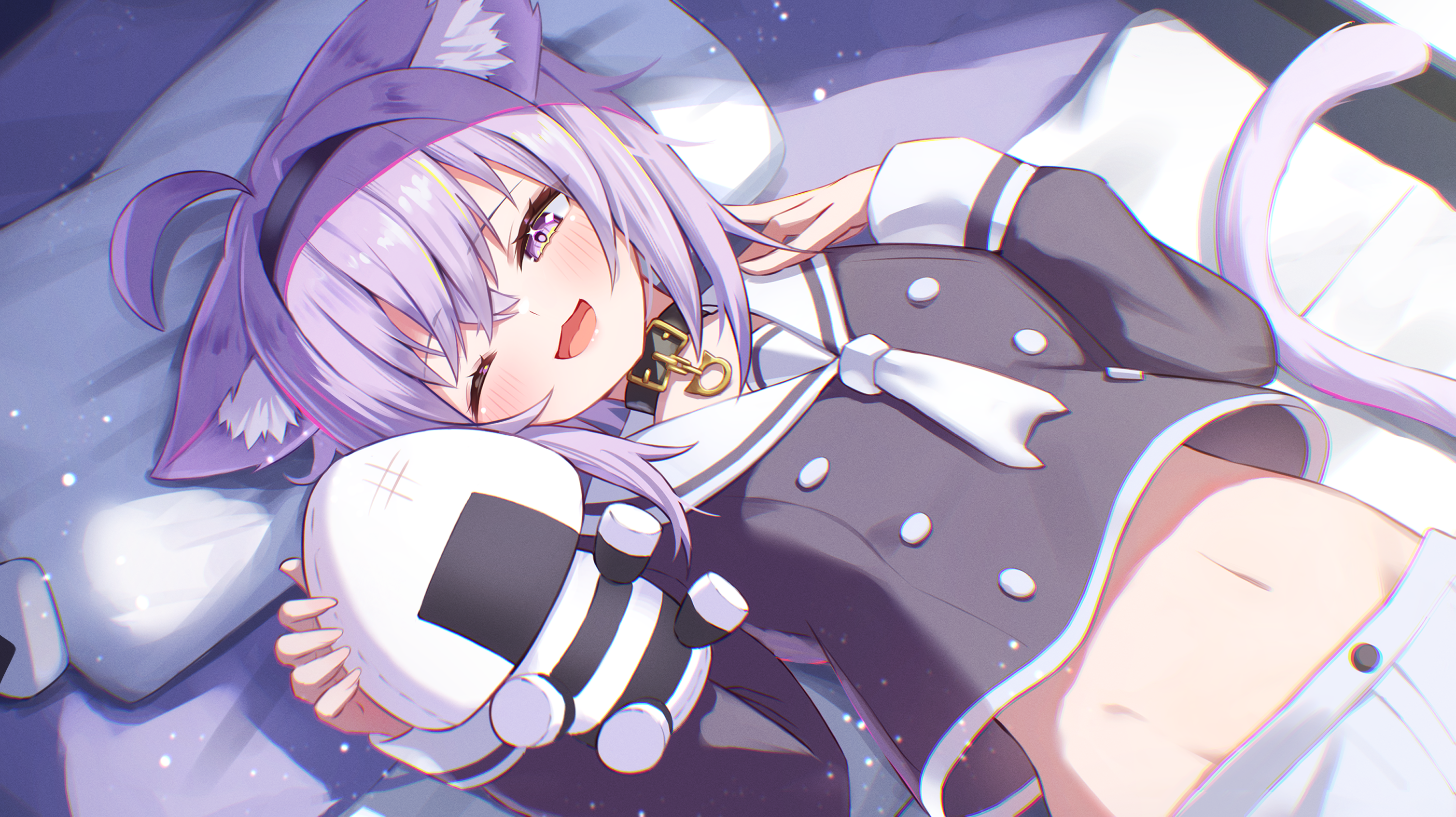 animal_ears hololive hololive_gamers nekomata_okayu nekomimi seifuku tail togemaru