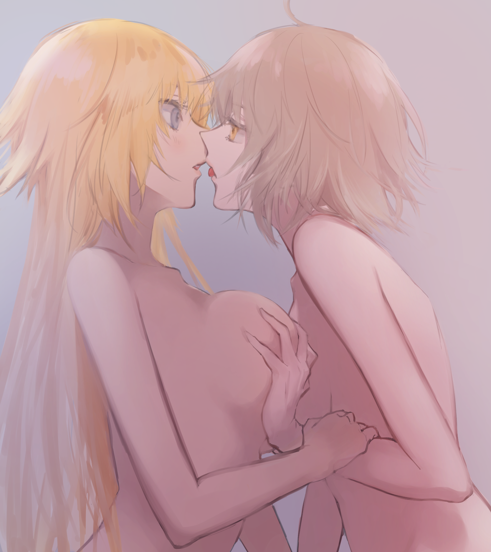 ashita_kura breast_grab fate/apocrypha fate/stay_night jeanne_d'arc jeanne_d'arc_(alter)_(fate) jeanne_d'arc_(fate) naked yuri