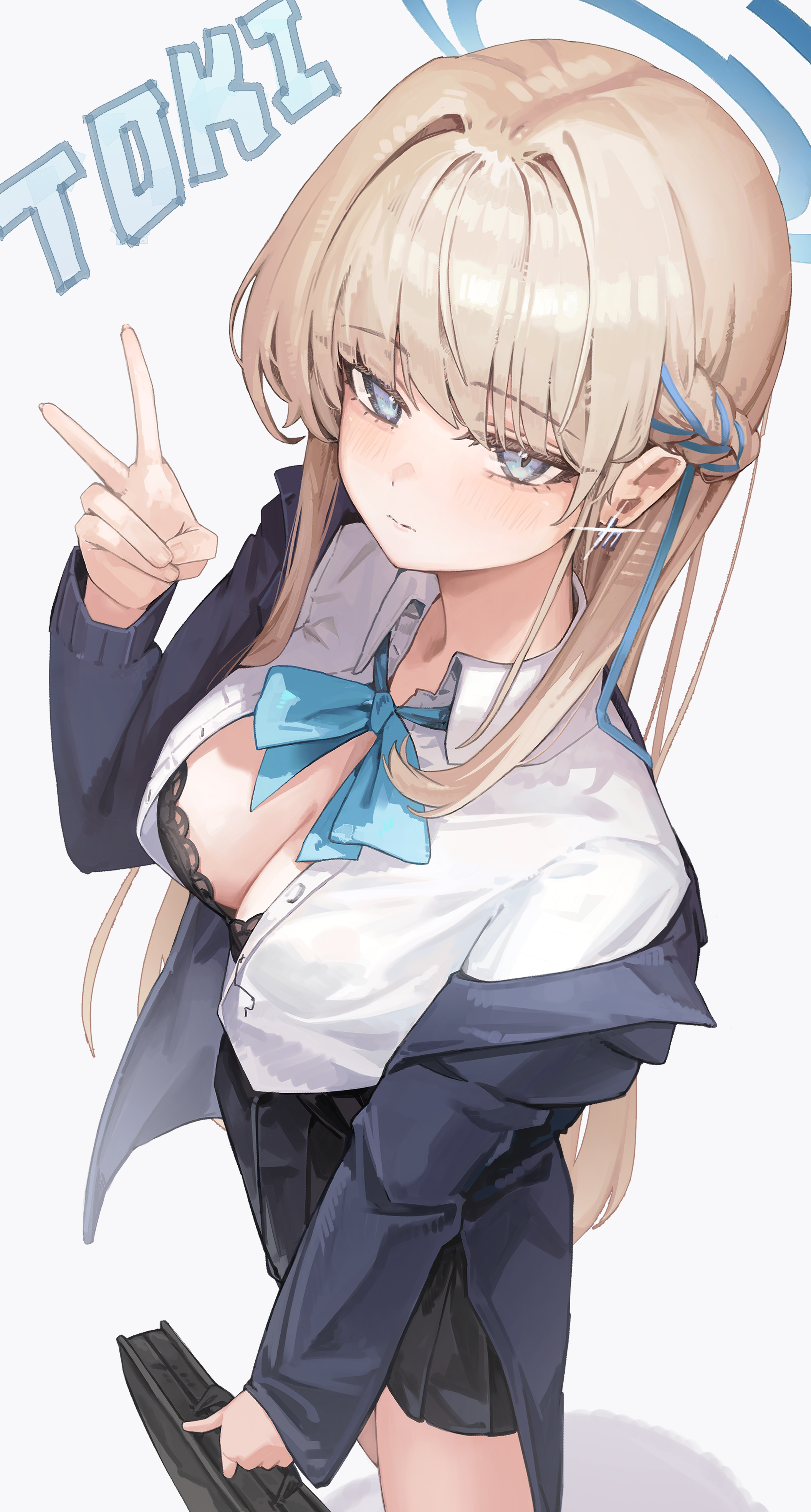 asuma_toki blue_archive bra halo jun_daniell open_shirt seifuku