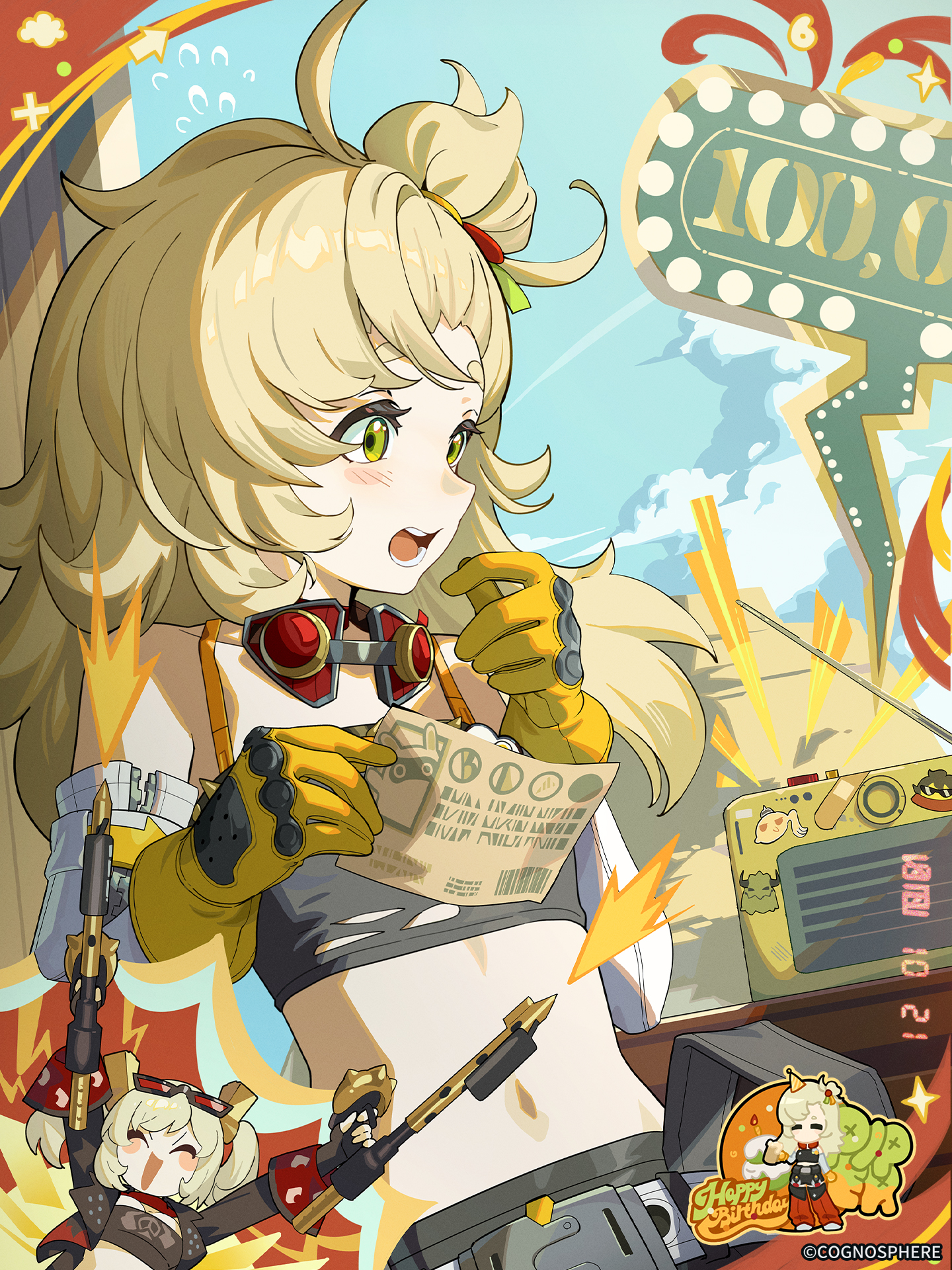 burnice_white chibi gun megane piper_wheel tagme torn_clothes zenless_zone_zero