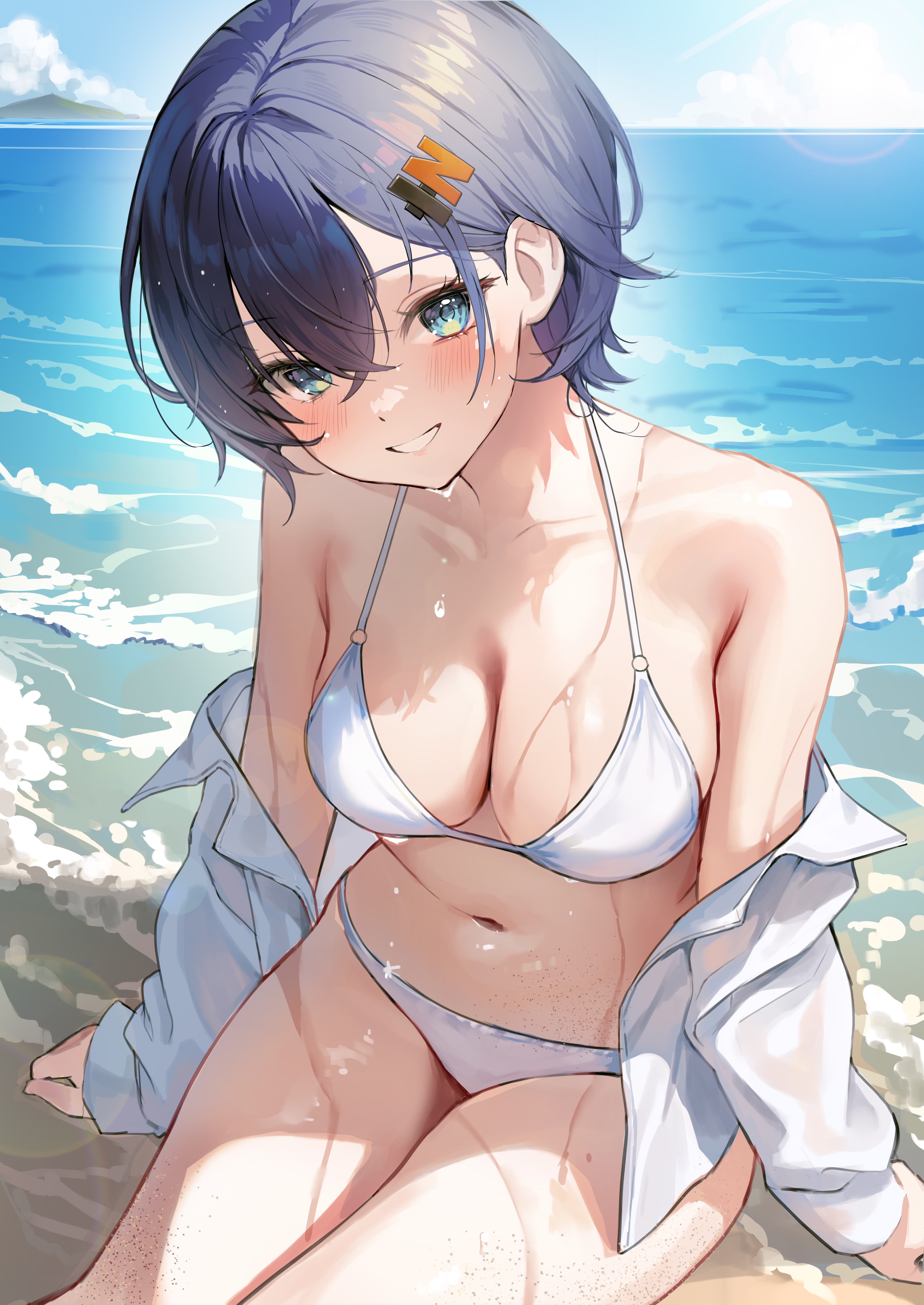 belle_(zenless_zone_zero) bikini open_shirt see_through swimsuits wet wet_clothes yuna_(deadawon) zenless_zone_zero