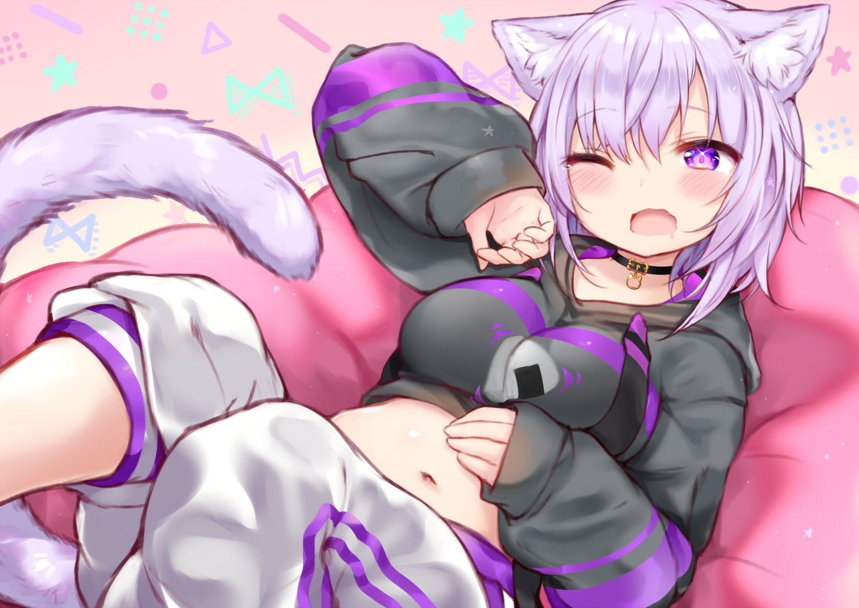 animal_ears hololive hololive_gamers nekomata_okayu nekomimi sukemyon tail