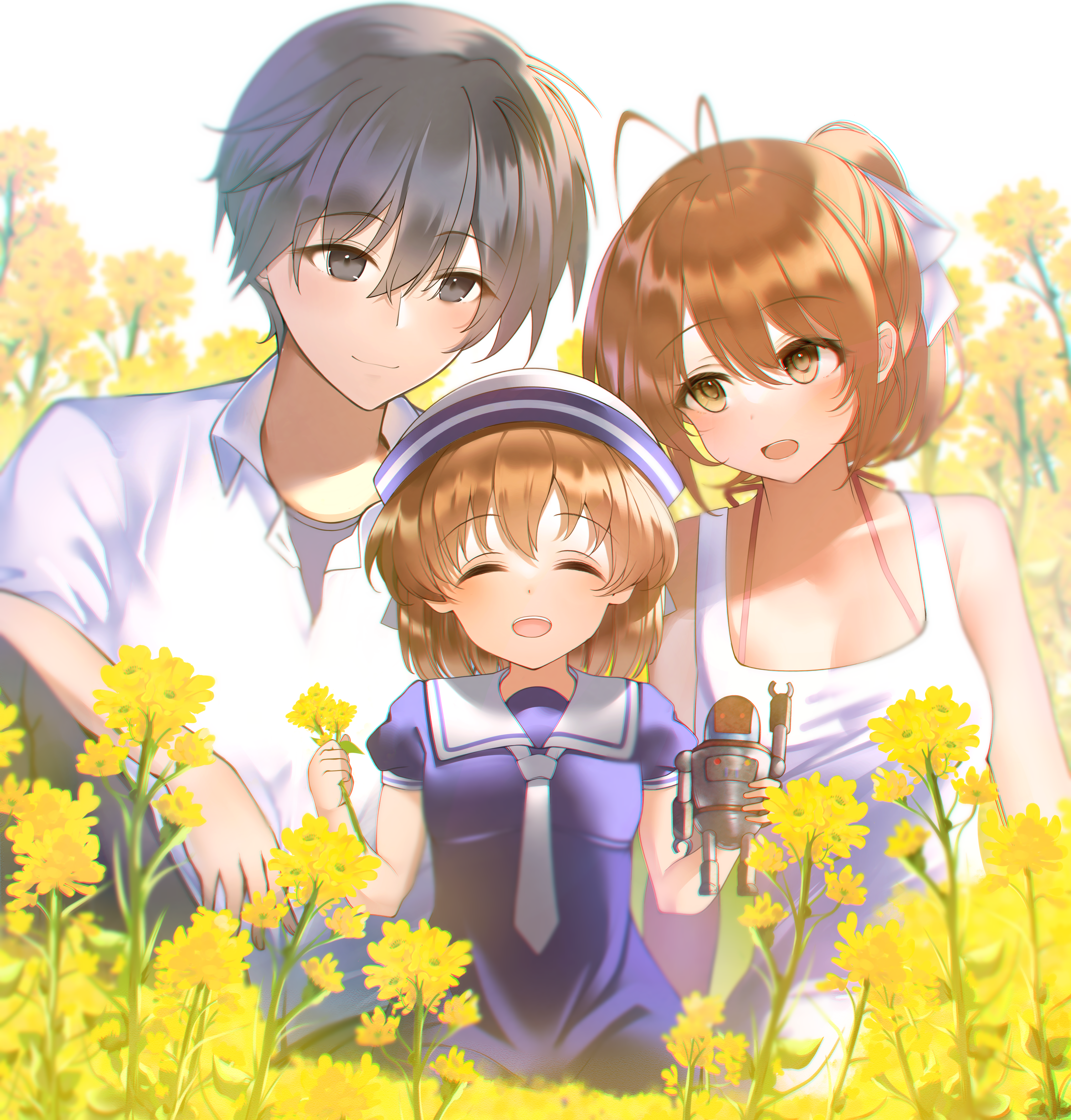 furukawa nagisa, okazaki tomoya, and okazaki ushio (clannad) drawn by  rurounin