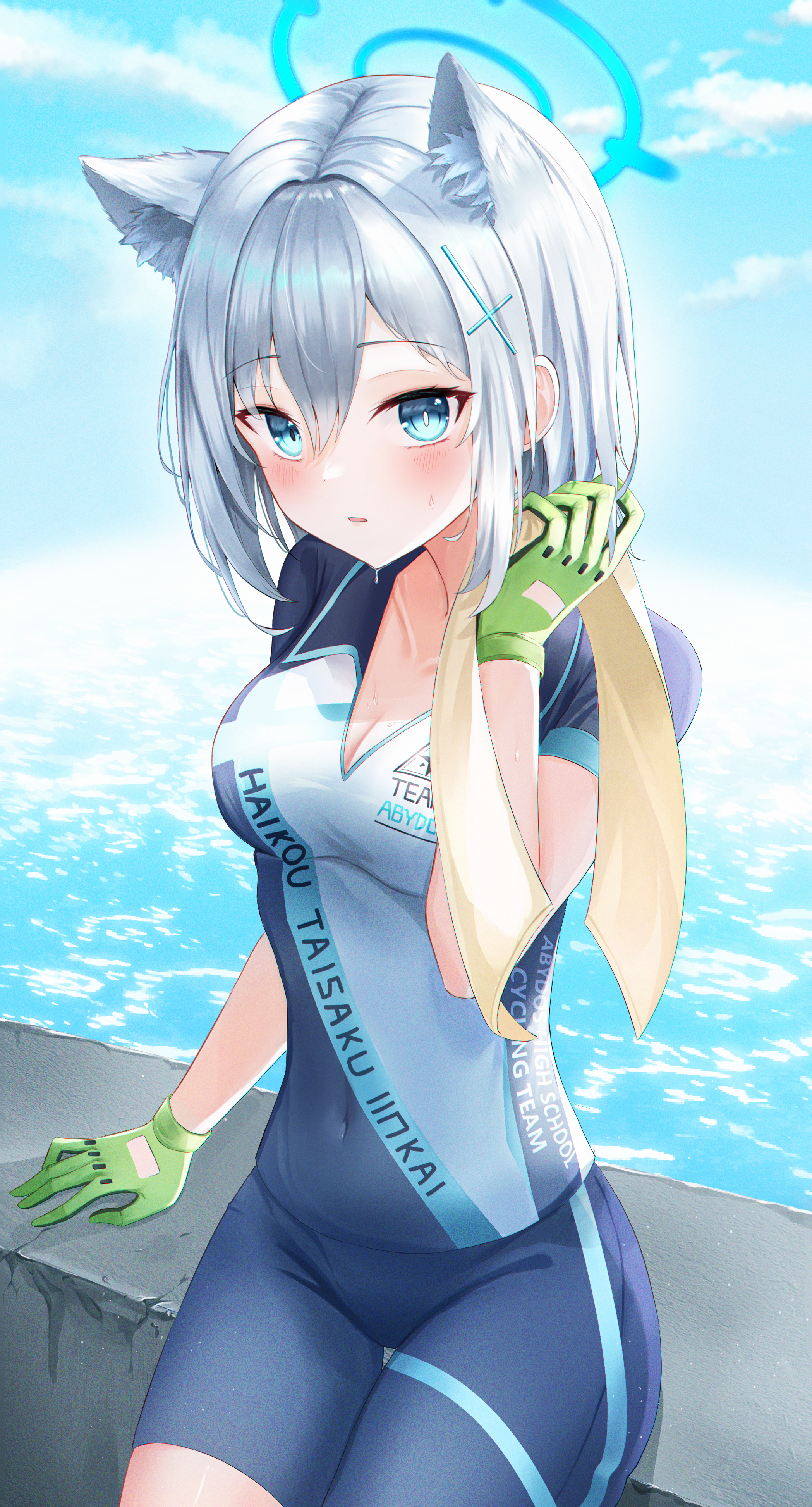 Li Se Blue Archive Sunaookami Shiroko Angel Animal Ears Bike Shorts Cleavage Nekomimi me Yande Re