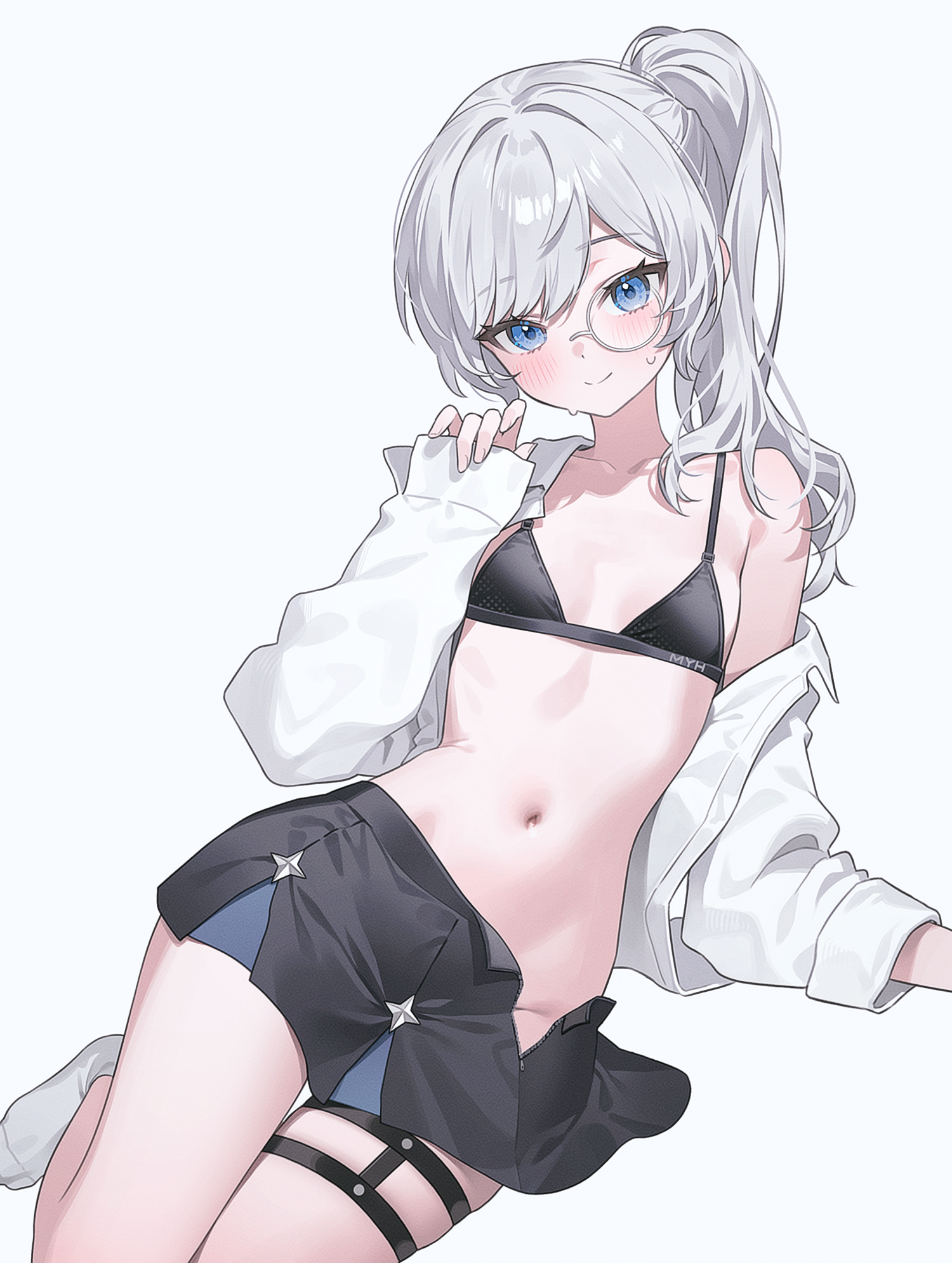 bra dress_shirt fymrie garter megane min_yeohee nopan open_shirt