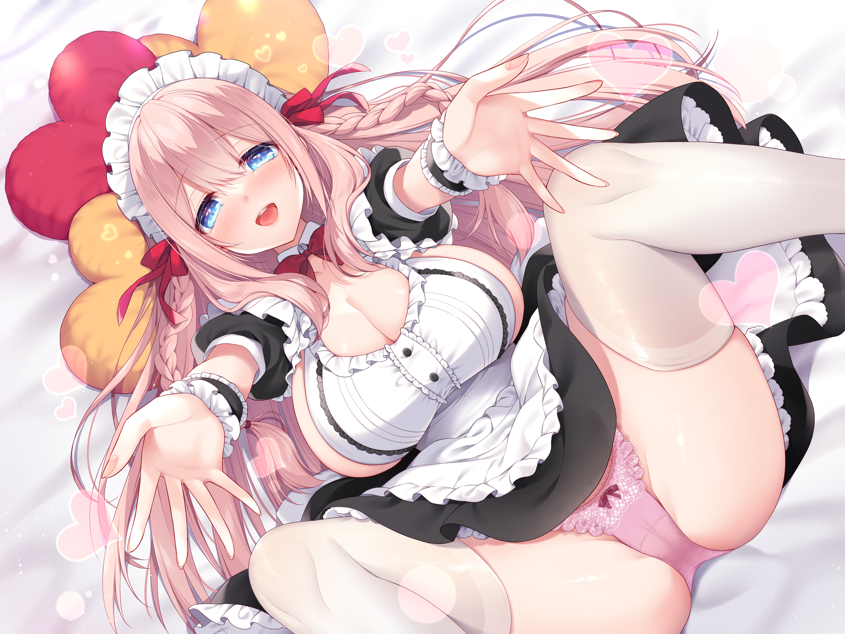 cameltoe maid no_bra pantsu ringo_sui skirt_lift thighhighs thong