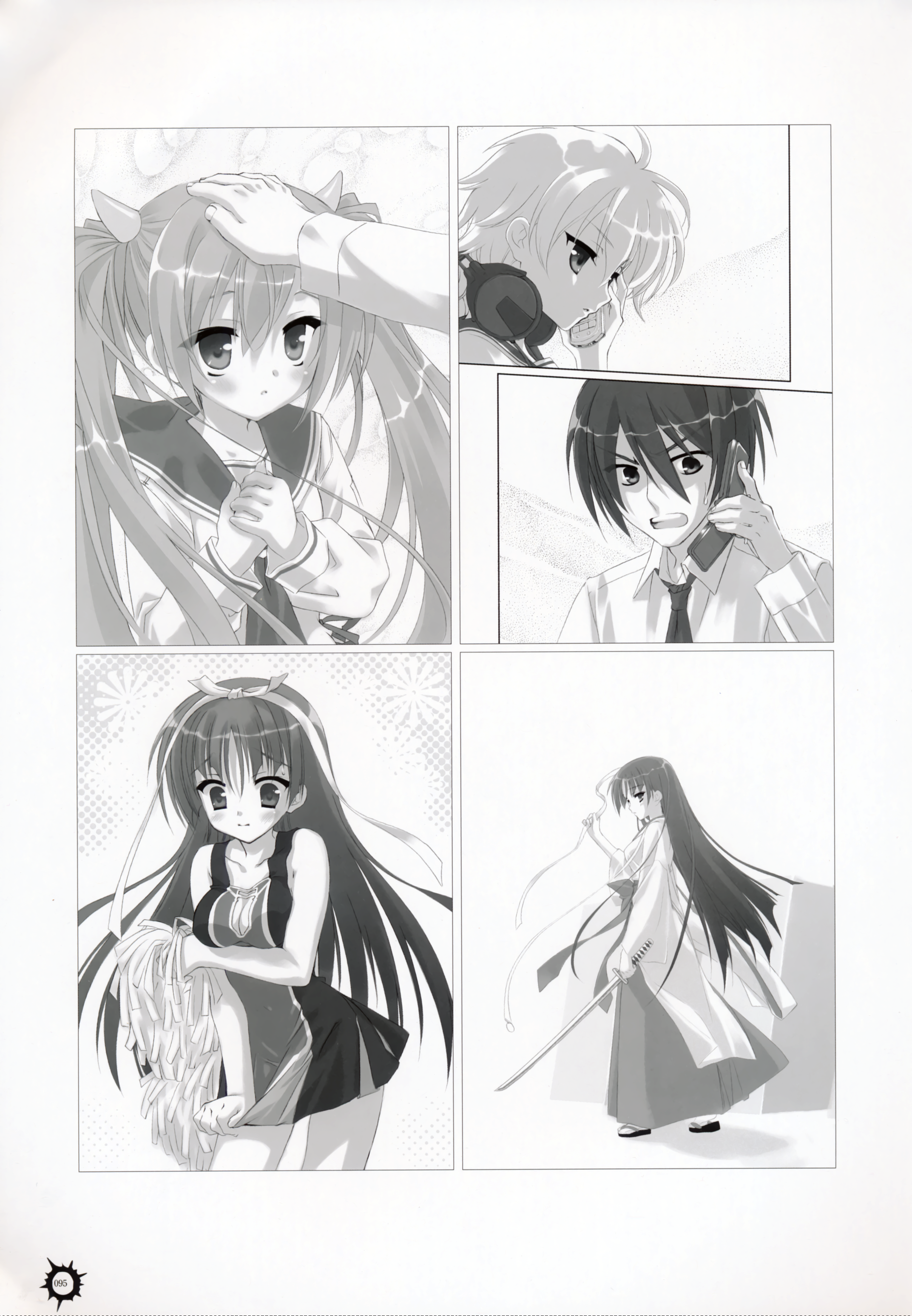 cheerleader hidan_no_aria hotogi_shirayuki kanzaki_h._aria kobuichi monochrome seifuku sword tooyama_kinji yada_reki