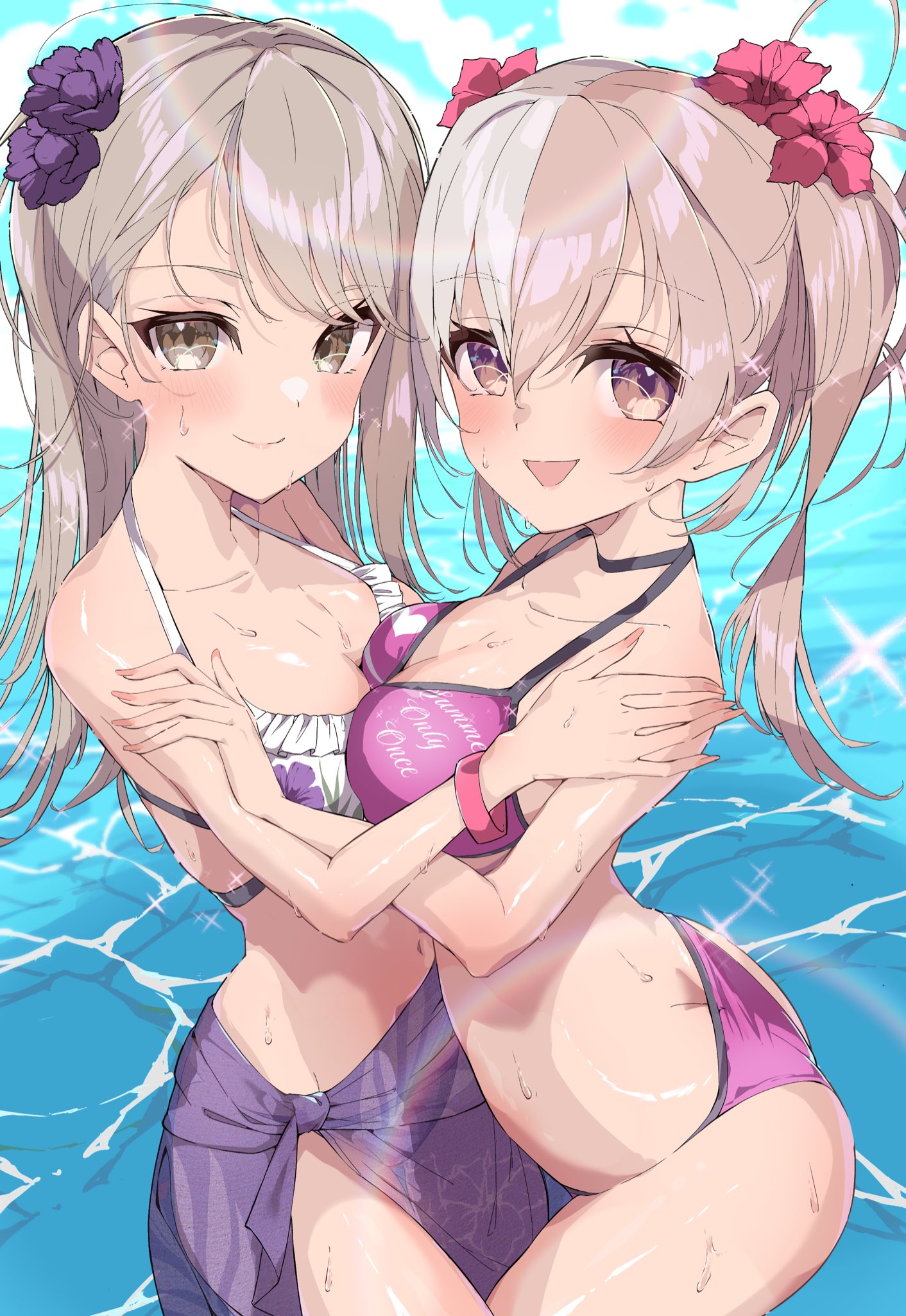 bikini d4dj see_through shinomiya_kokoa swimsuits symmetrical_docking tagme tendou_hayate wet