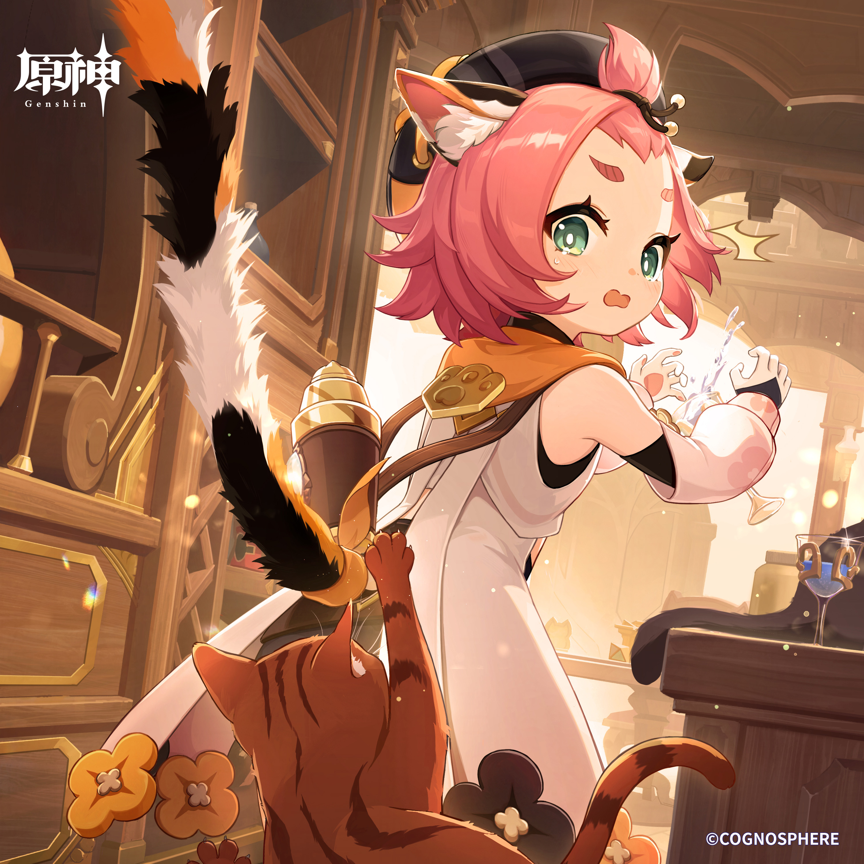 animal_ears diona genshin_impact neko nekomimi tagme tail