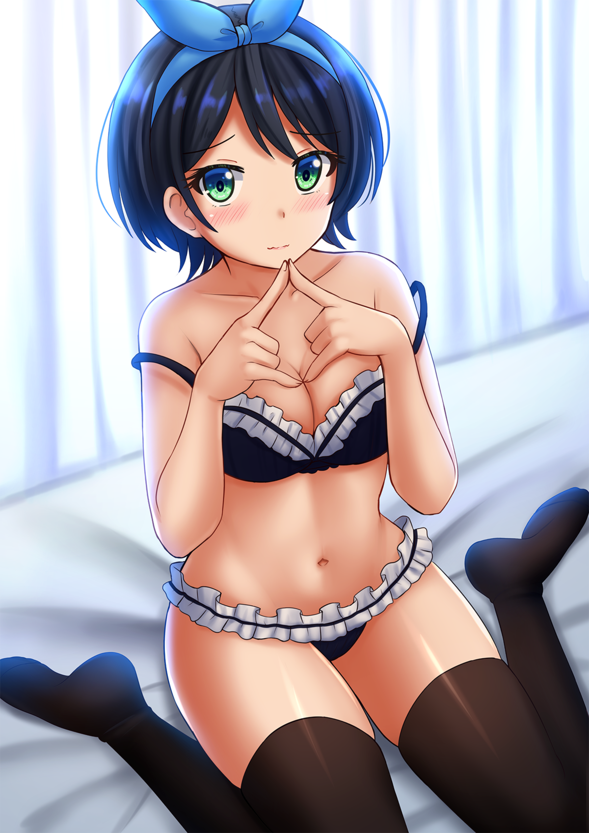 bra cleavage kanojo_okarishimasu kazenokaze lingerie pantsu sarashina_ruka thighhighs