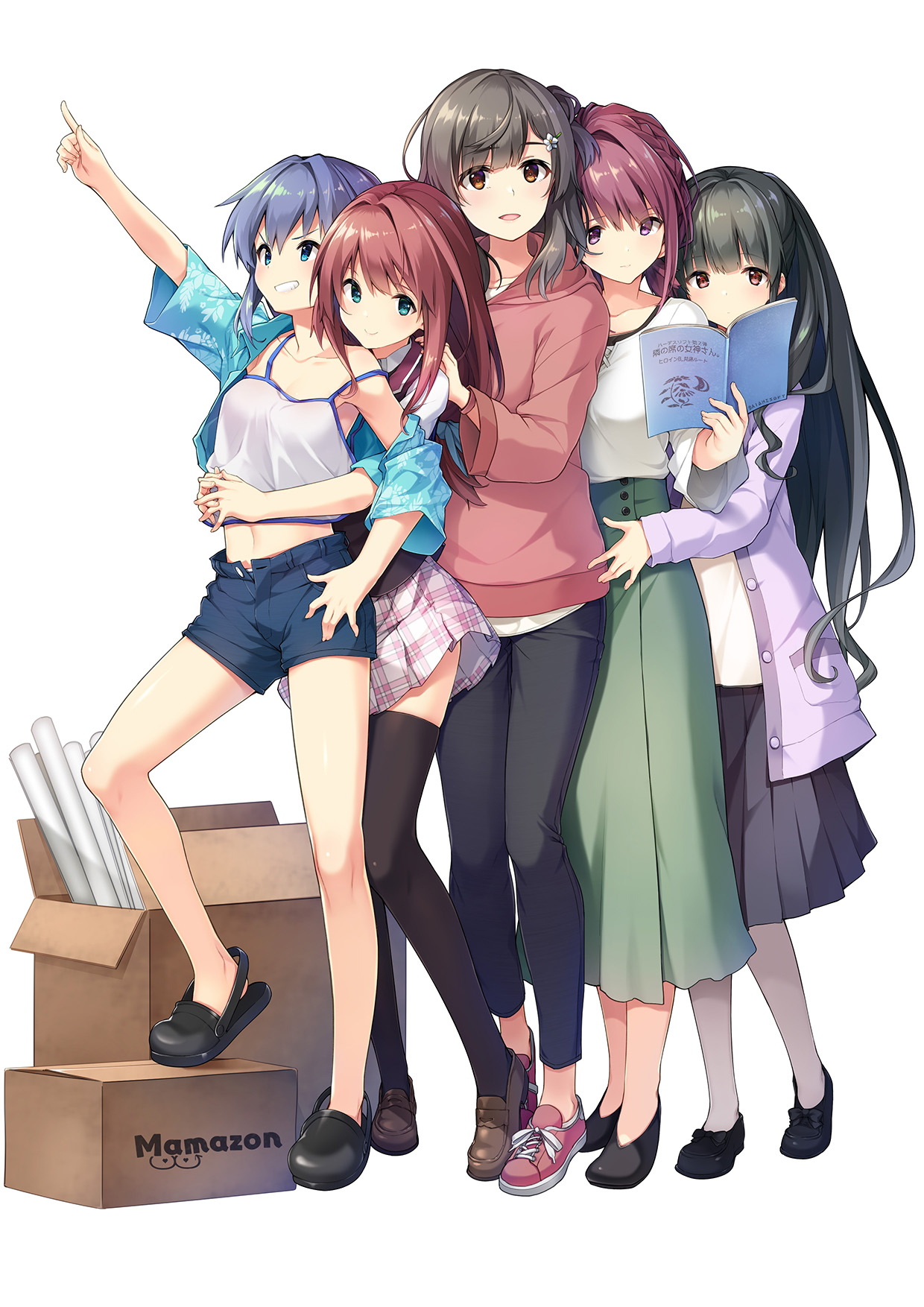 miyamura_karin miyamura_miku sakakibara_ai sawayaka_samehada seifuku shiiba_sayaka sonora suzumoto_chisa sweater thighhighs uchi_wa_mou_enki_dekinai. unasaka