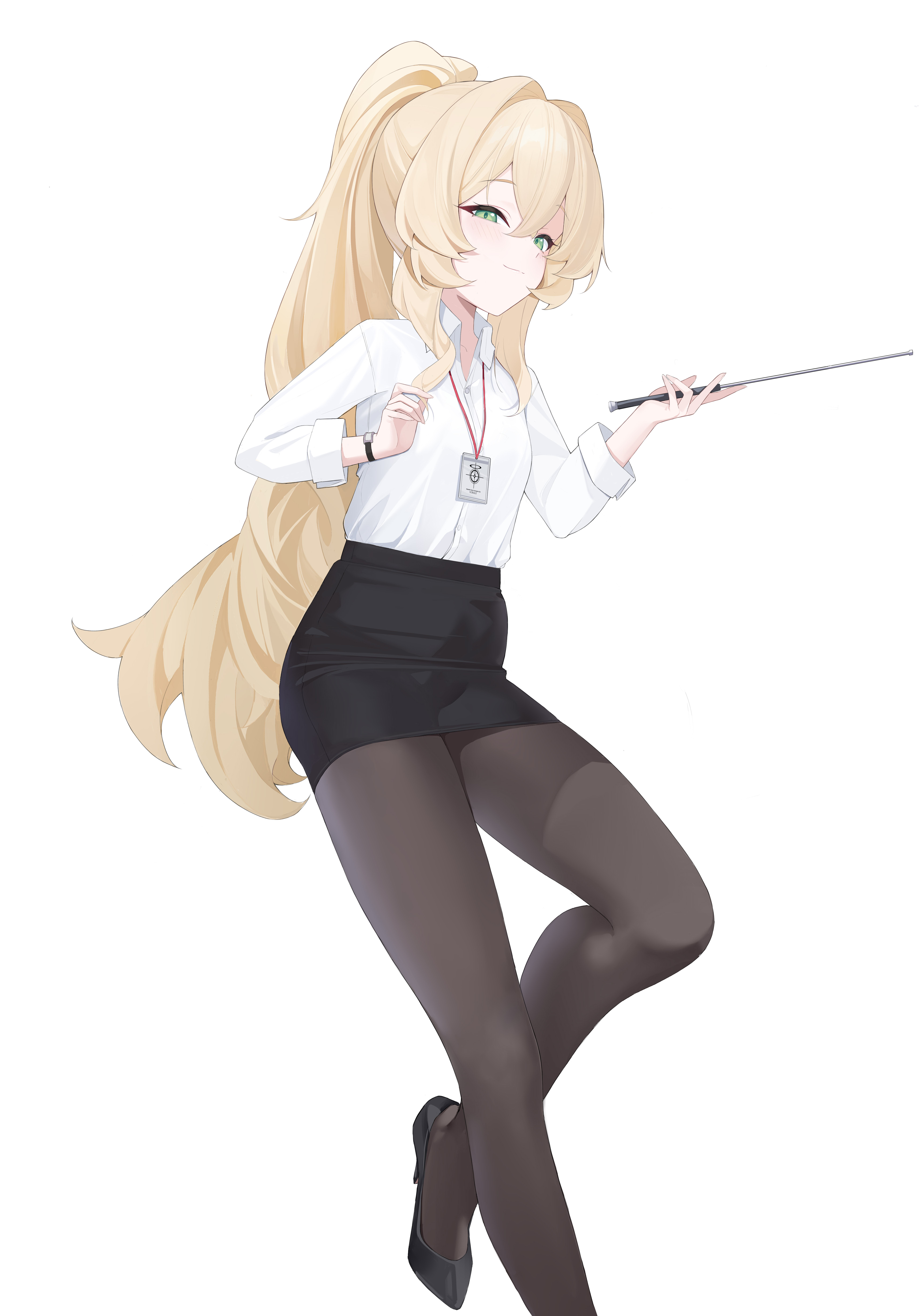 blue_archive dress_shirt heels kuyoumi pantyhose professor_niyaniya