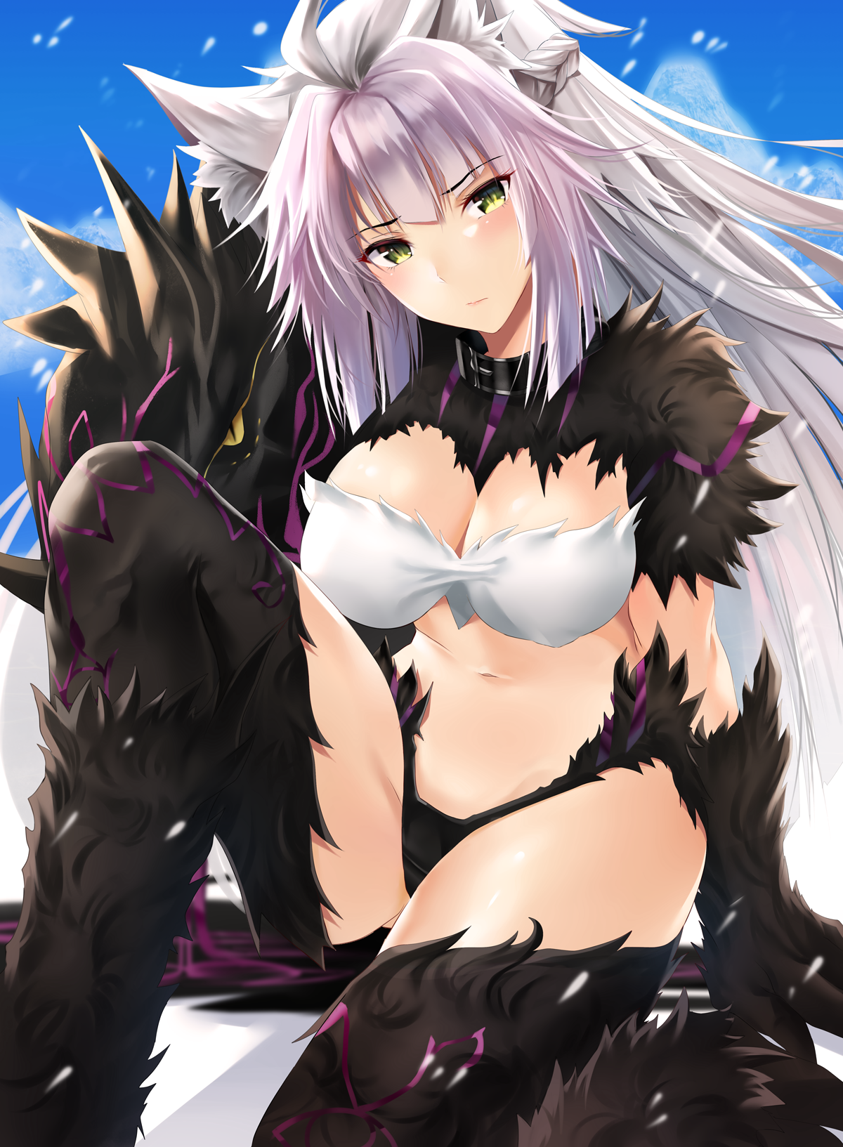 animal_ears atalanta_alter bra cleavage fate/grand_order nick_(nikek96) pantsu thighhighs