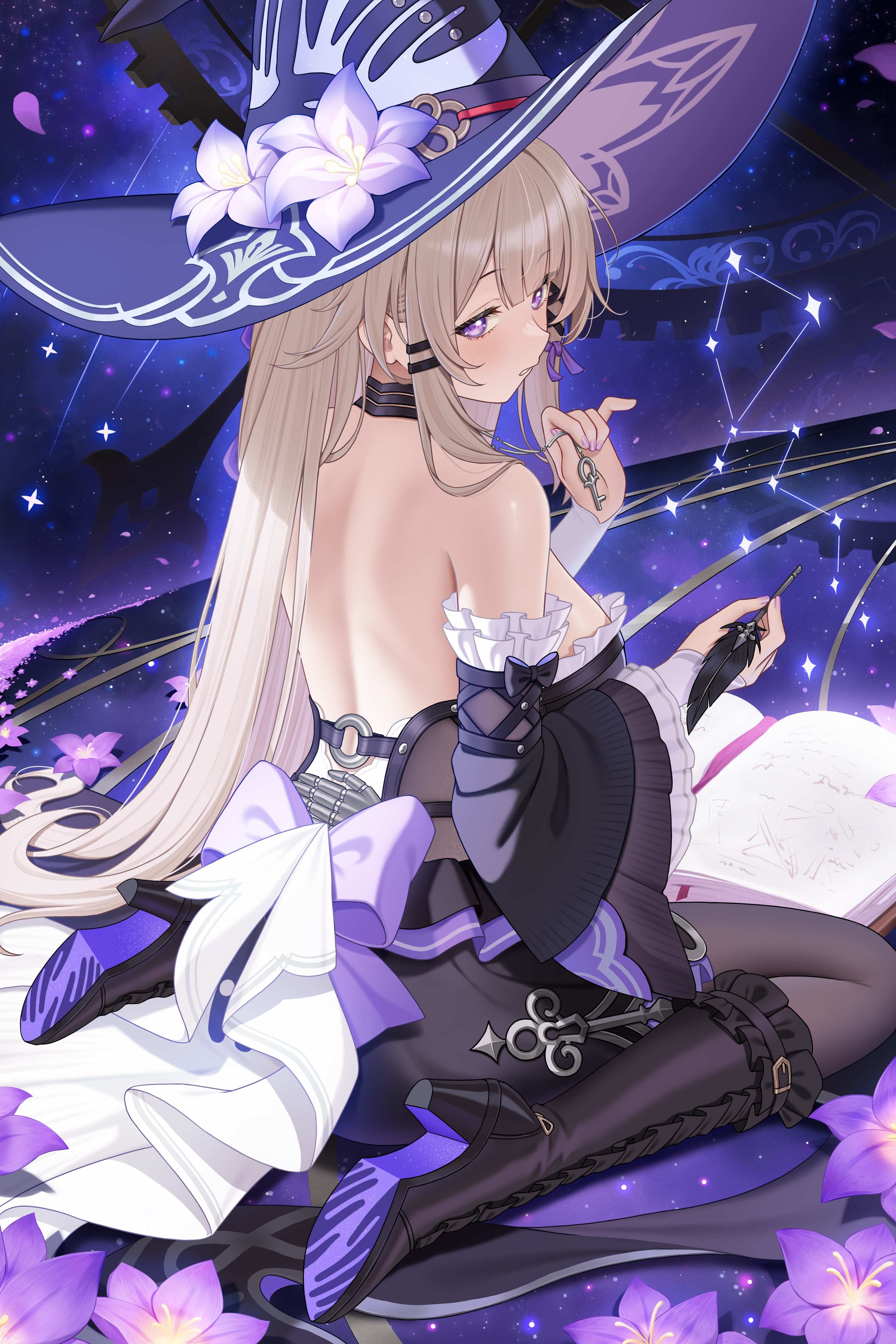 fukuro_ko_(greentea) heels herta honkai:_star_rail no_bra pantyhose witch