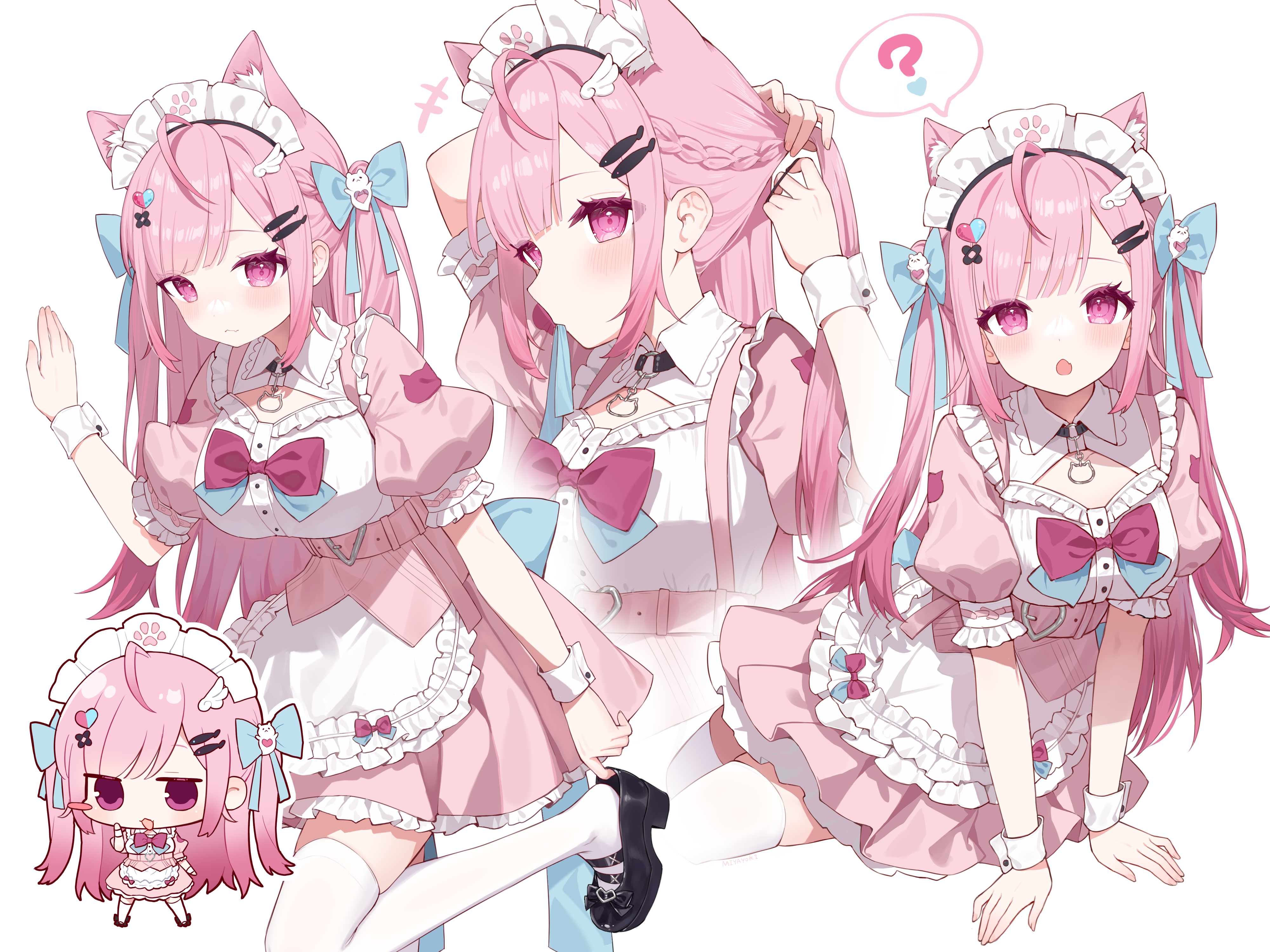 animal_ears chibi heels indie_virtual_youtuber maid miyayoki nekomimi tagme thighhighs yuuki_sakuna