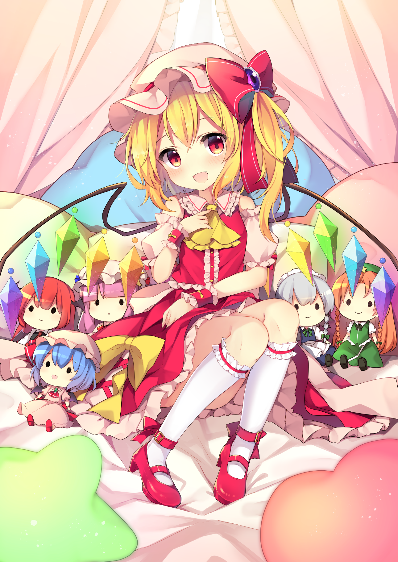 chibi flandre_scarlet heels hong_meiling izayoi_sakuya koakuma patchouli_knowledge remilia_scarlet ruhika touhou wings