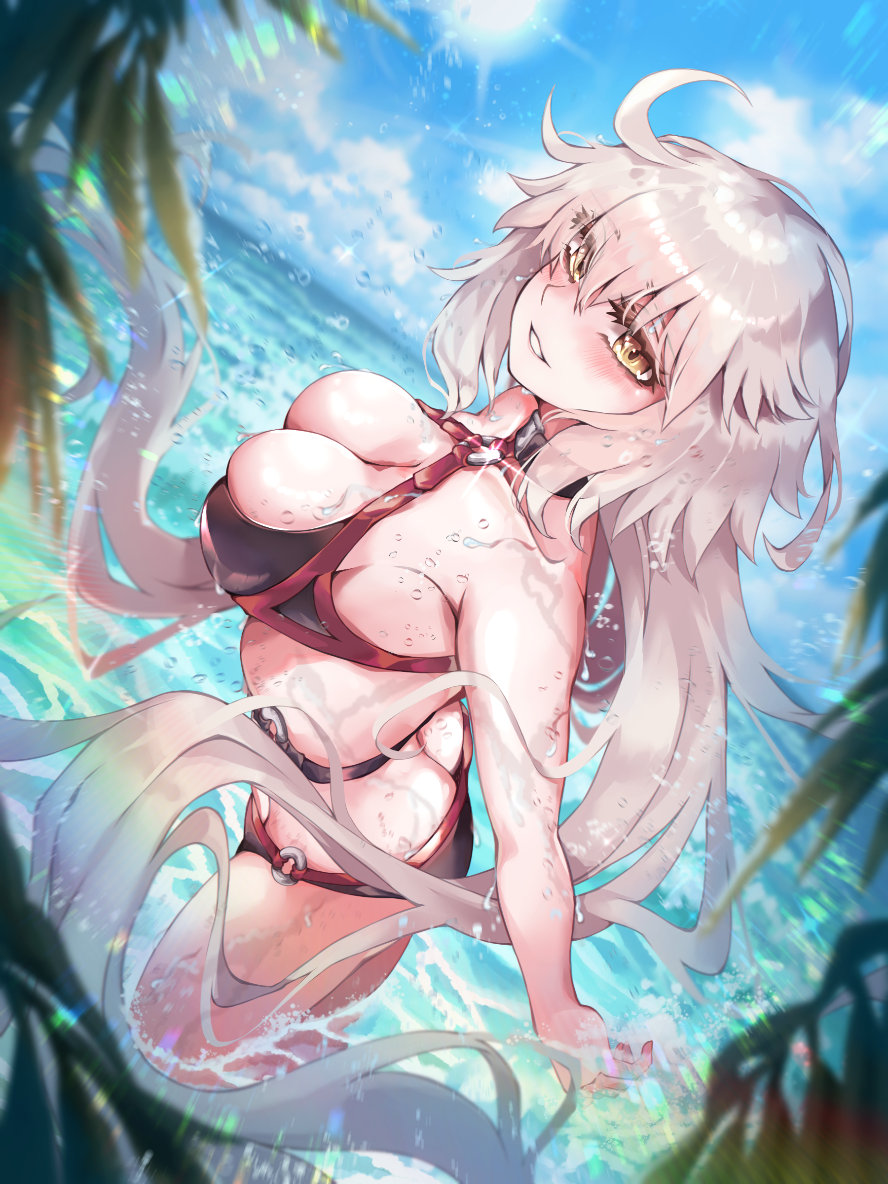 bikini fate/grand_order jeanne_d'arc jeanne_d'arc_(alter)_(fate) ru_251 swimsuits wet