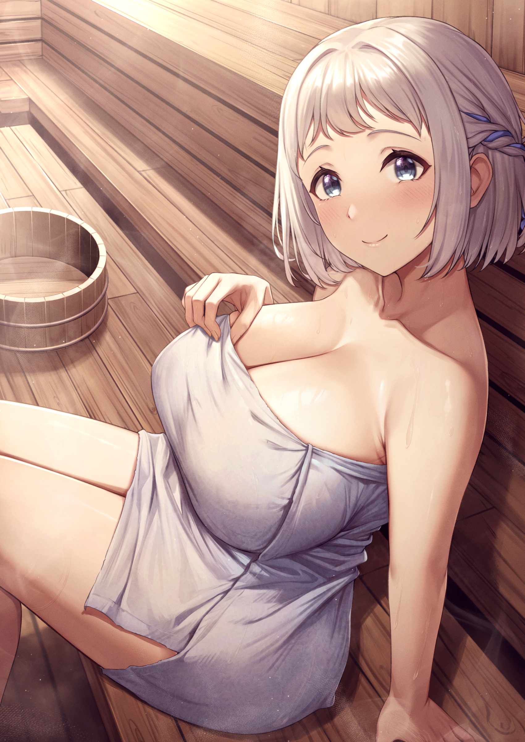 fou_zi gakuen_idolm@ster katsuragi_lilja the_idolm@ster towel wet