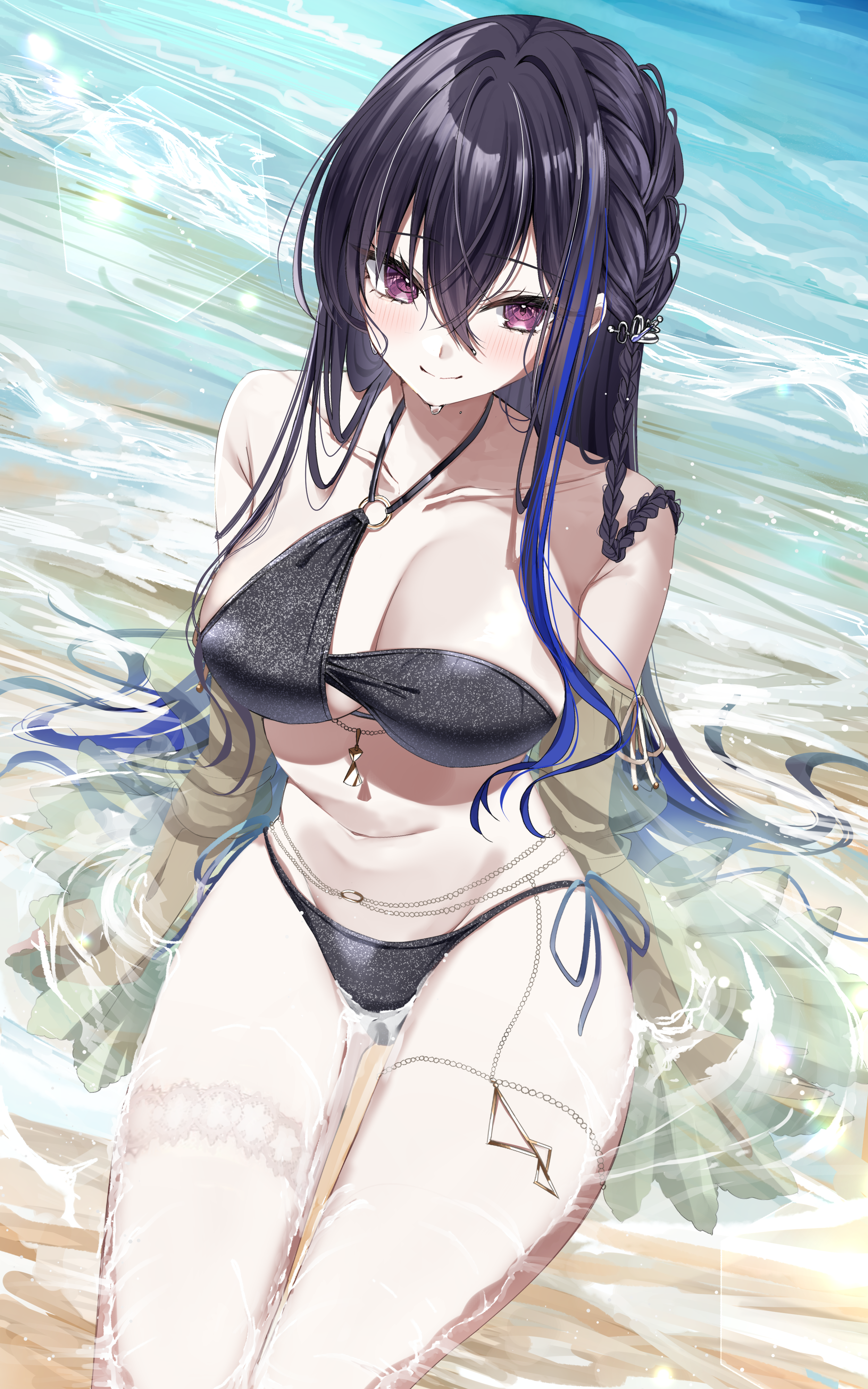 bikini garter ichinose_uruha lupinus_virtual_games mintmia11 swimsuits vspo! wet