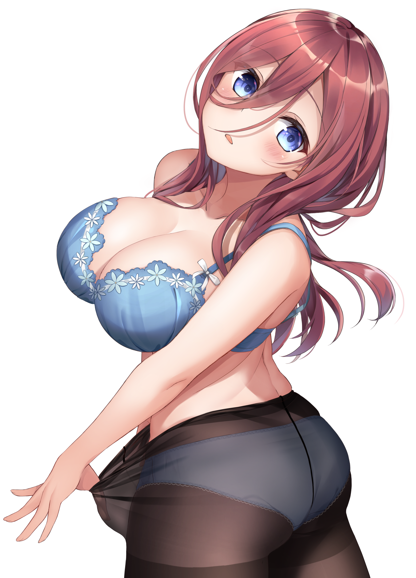 5-toubun_no_hanayome ass bra cleavage nakano_miku pantsu pantyhose see_through senagawa_roro undressing