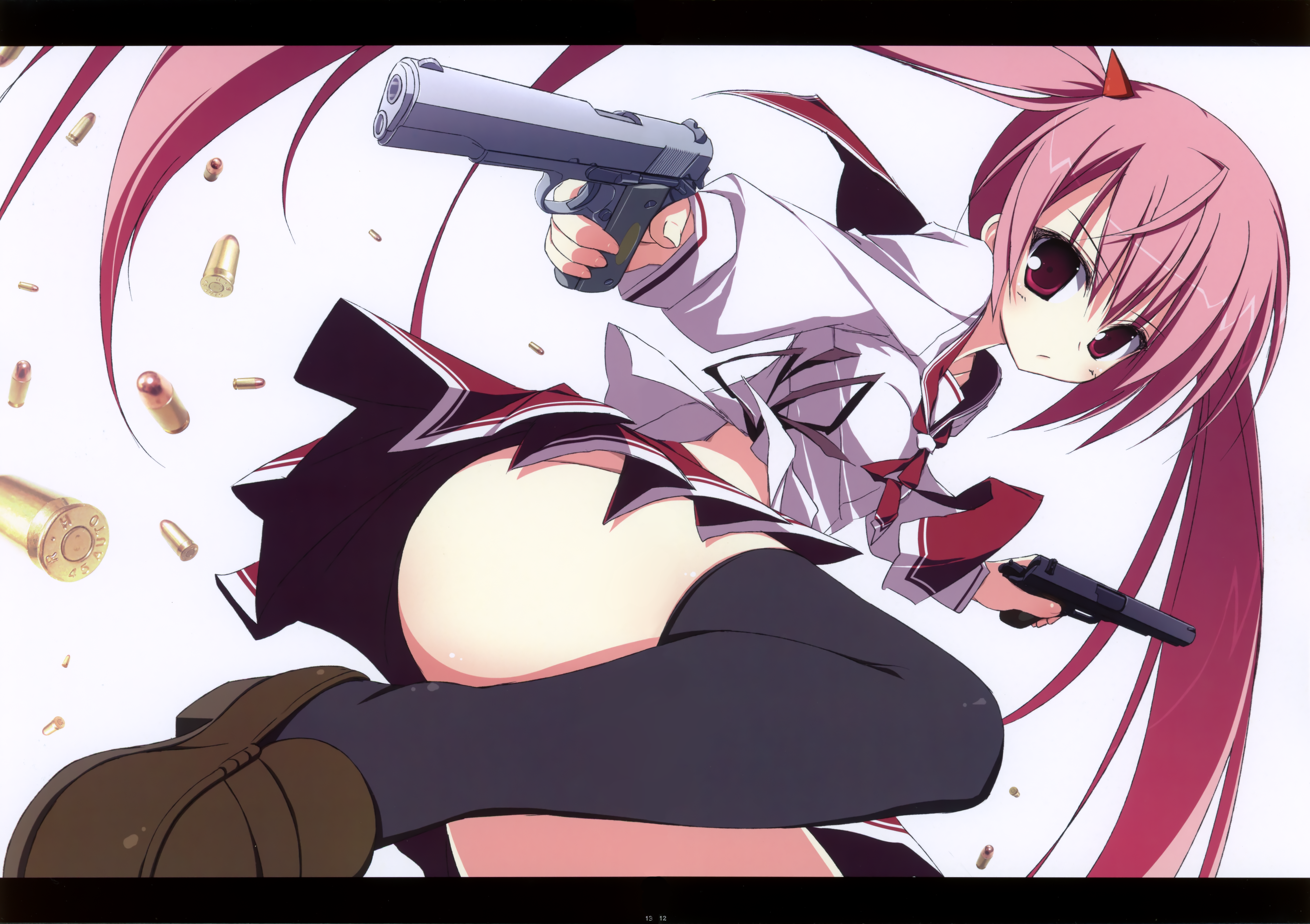 fixed gun hidan_no_aria kanzaki_h._aria nopan seifuku suzuri tennenseki thighhighs