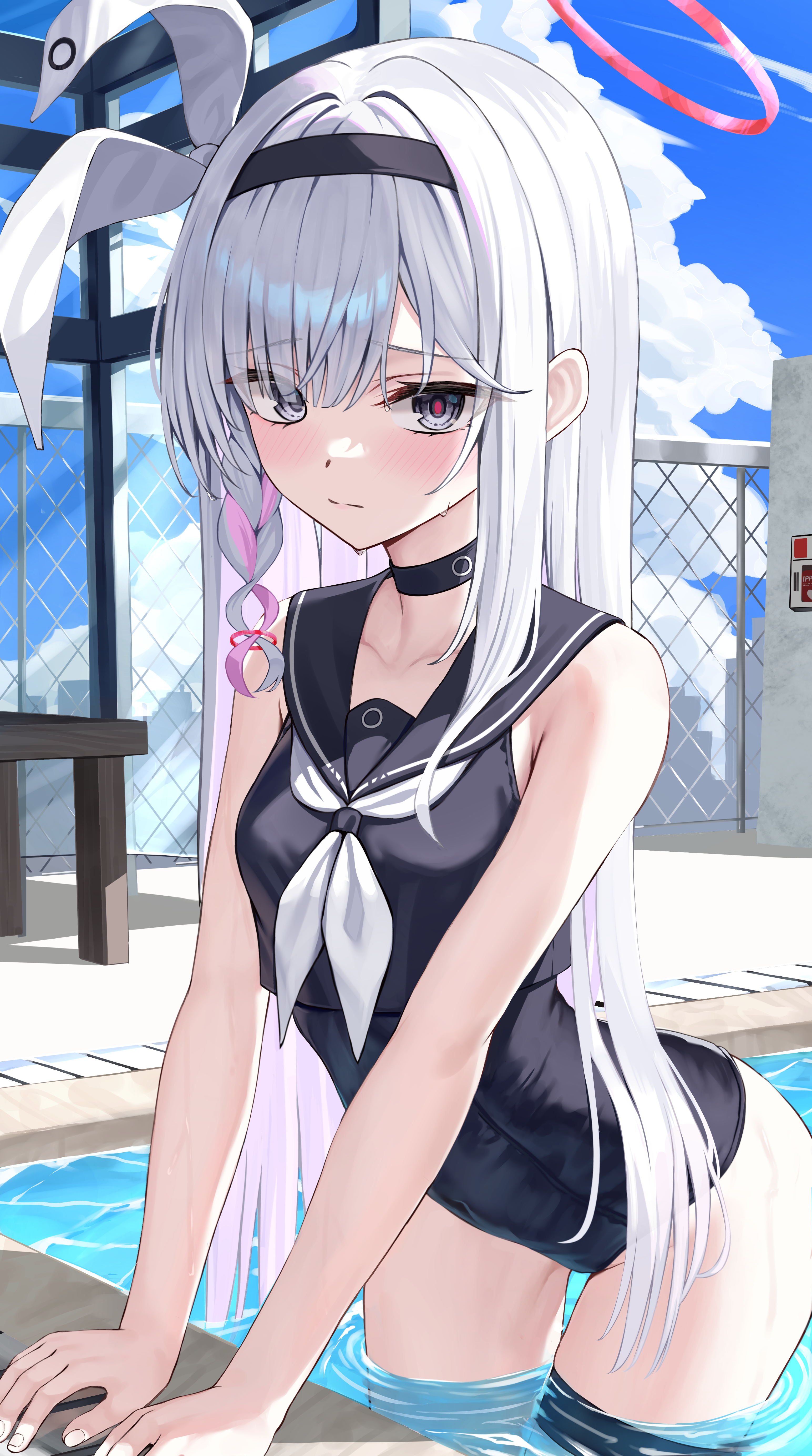 arona_(blue_archive) blue_archive halo kurone_(kurone_ryuo) loli plana_(blue_archive) seifuku swimsuits