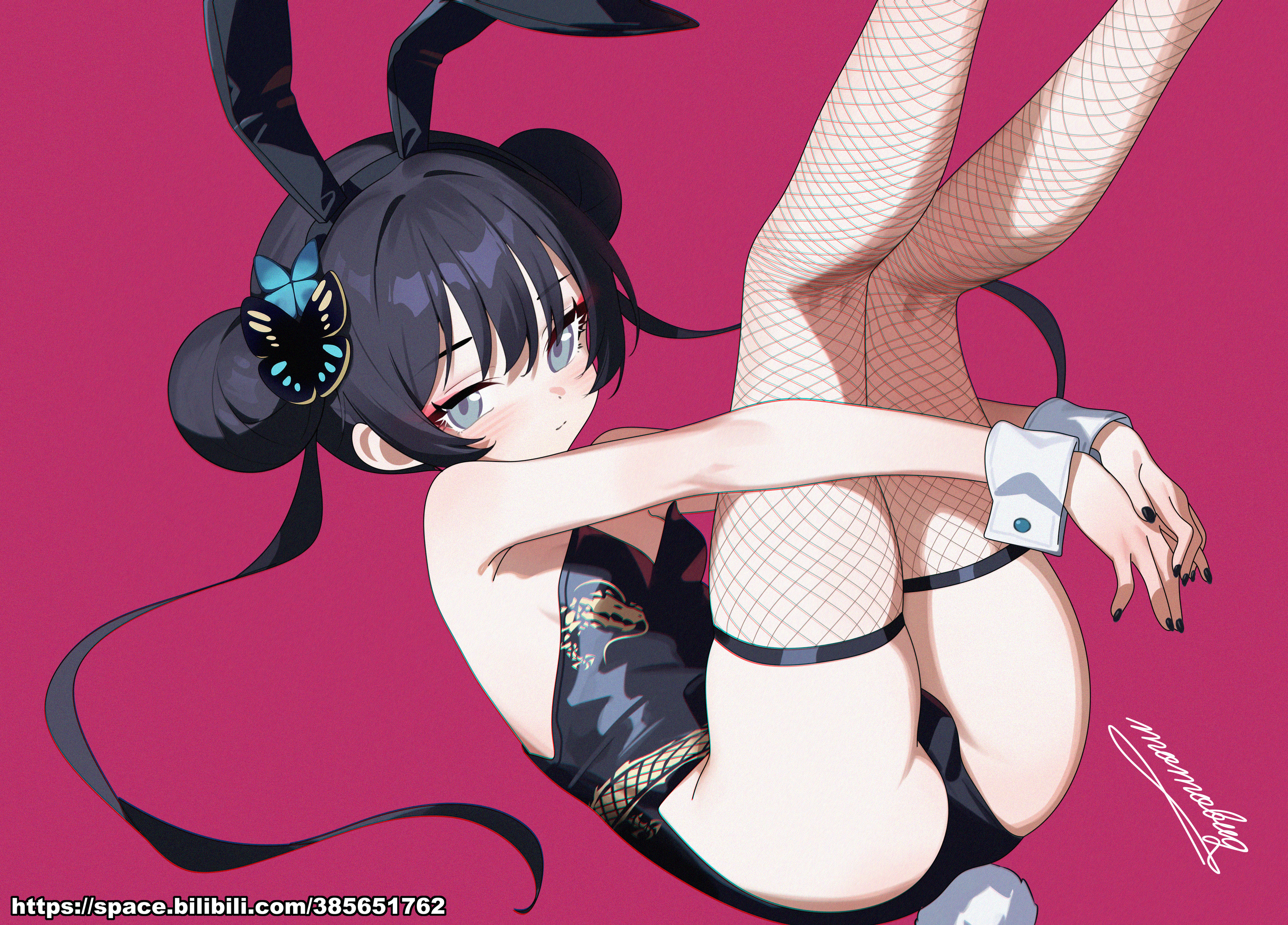 animal_ears blue_archive bunny_ears bunny_girl fishnets halo loli no_bra ryuuge_kisaki tagme tail thighhighs