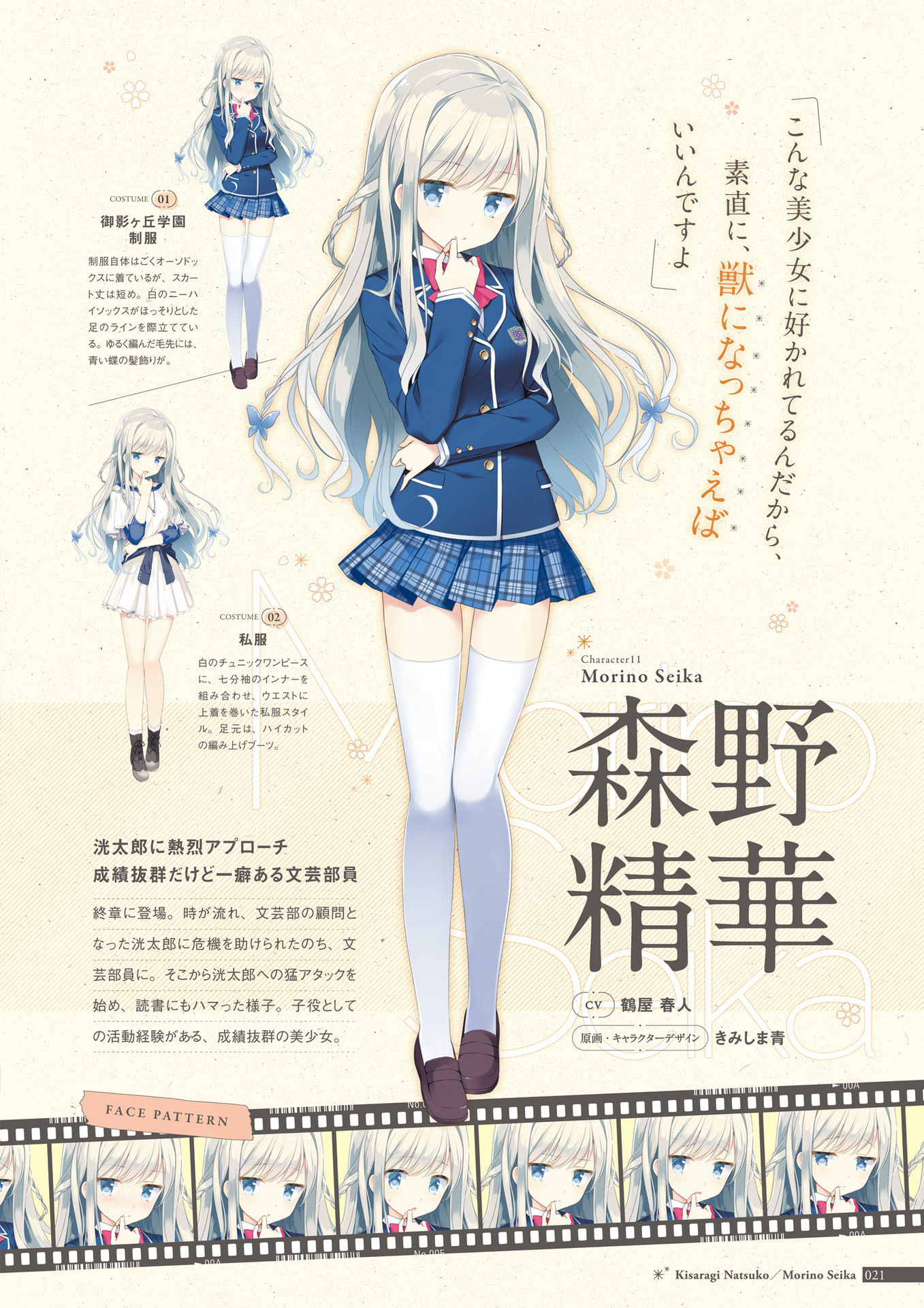Us Track Kimishima Ao Koi Kakeru Shin Ai Kanojo Morino Seika Character Design Digital Version Dress Expression Profile Page Seifuku Thighhighs Yande Re