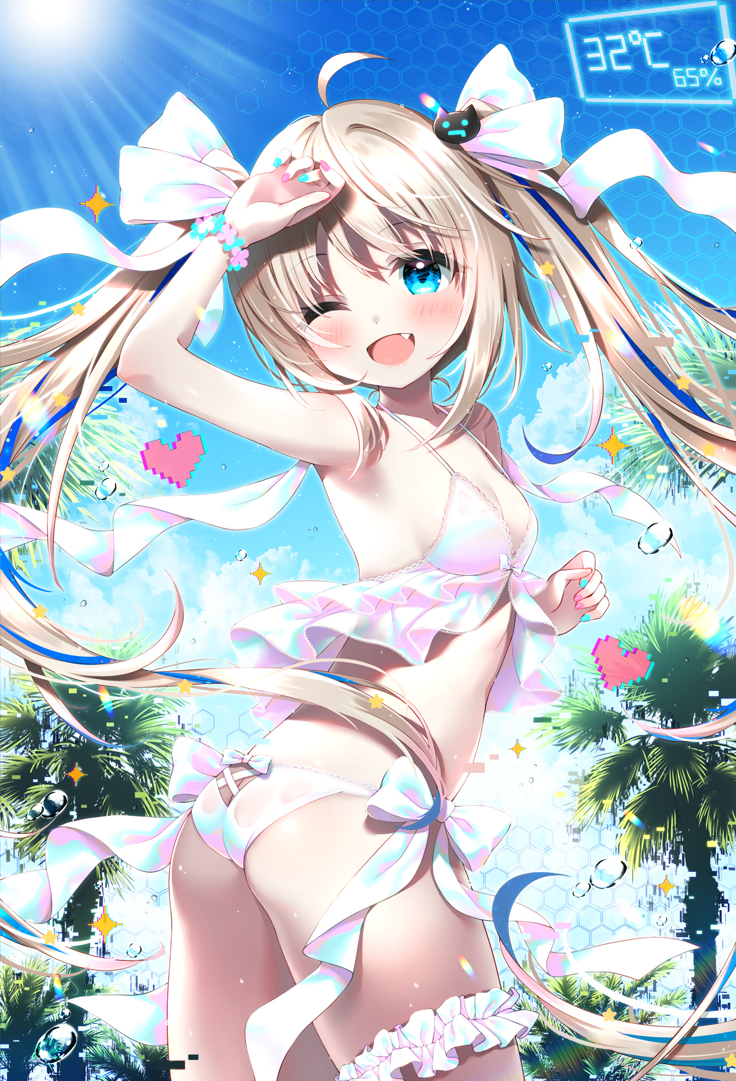 ass bikini emori_miku_project garter see_through swimsuits thong uchuuneko wet wet_clothes