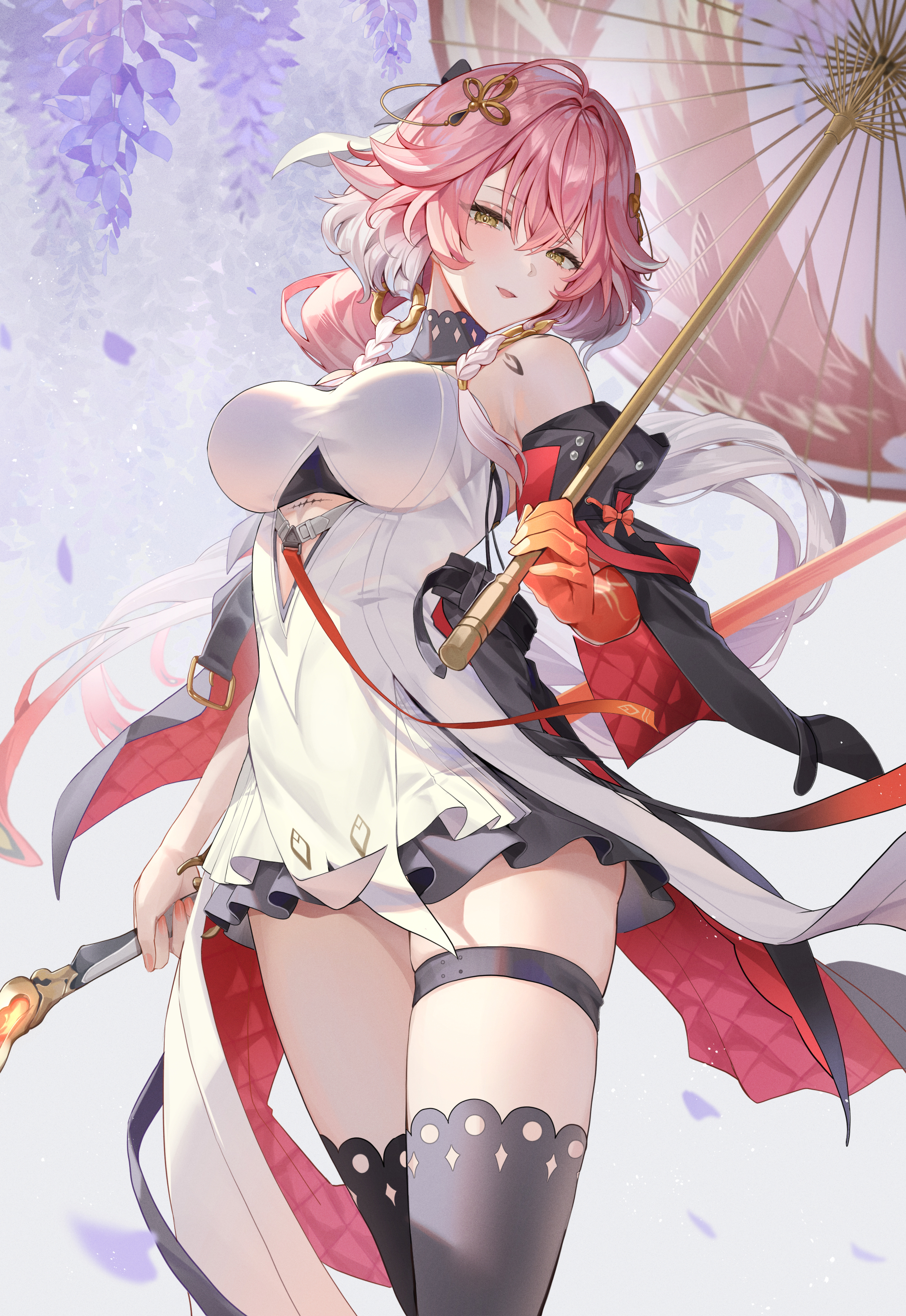 asian_clothes changli detexted garter no_bra pi_tayuko skirt_lift sword tattoo thighhighs umbrella wuthering_waves