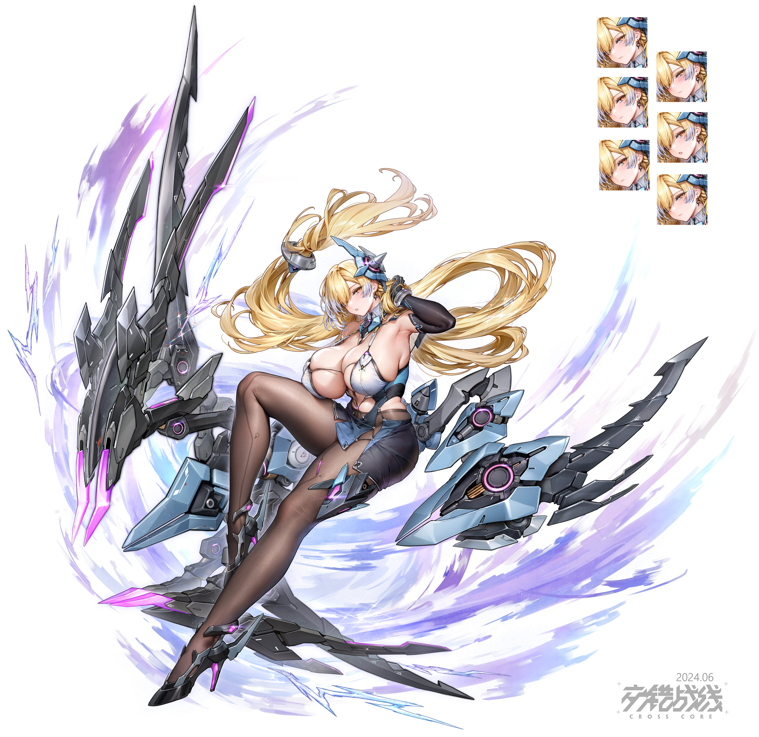 cross_core expression heels no_bra pantyhose surfing_orange weapon