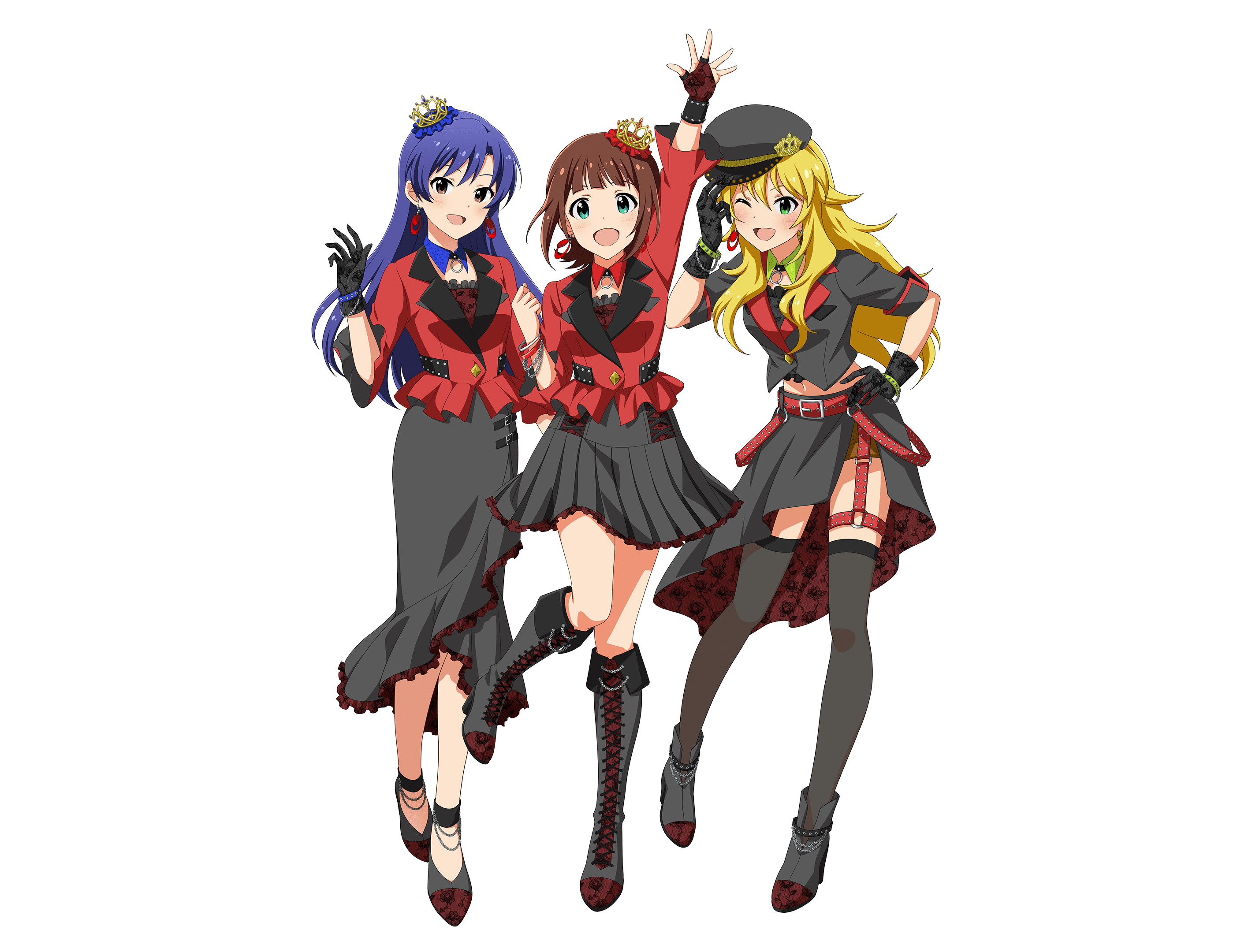 amami_haruka garter heels hoshii_miki kisaragi_chihaya tagme the_idolm@ster thighhighs transparent_png uniform