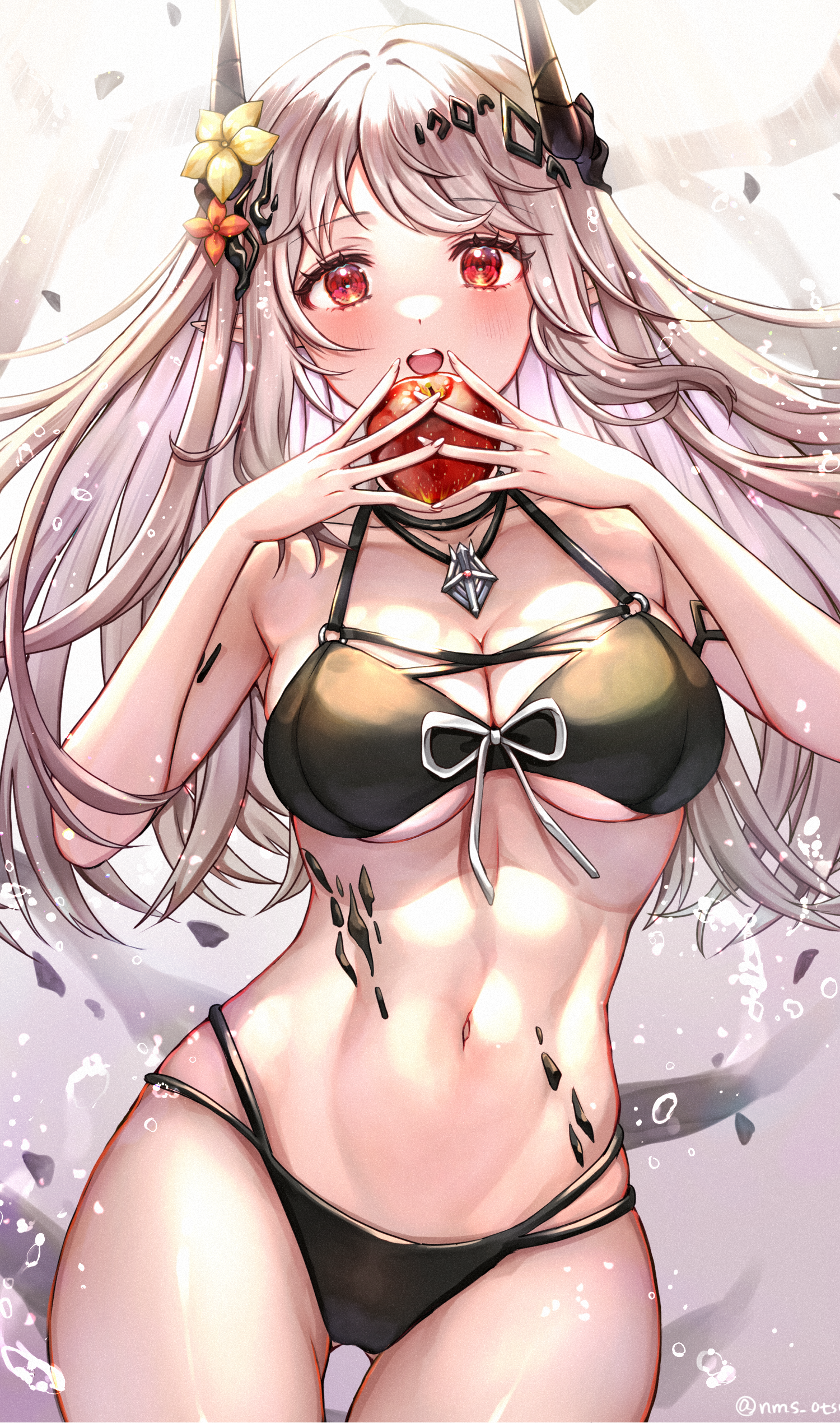 arknights bikini horns mudrock_(arknights) pointy_ears swimsuits tamaso