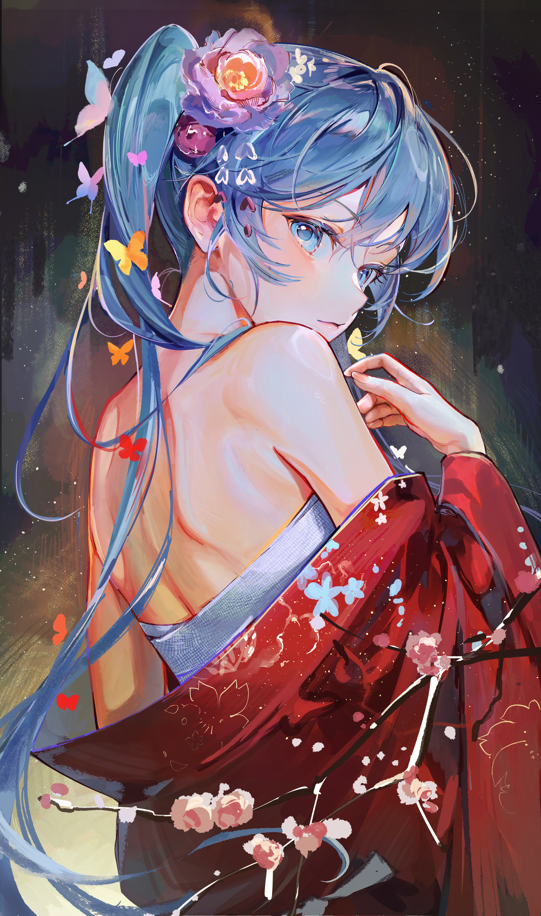 ame_929 hatsune_miku japanese_clothes sarashi vocaloid