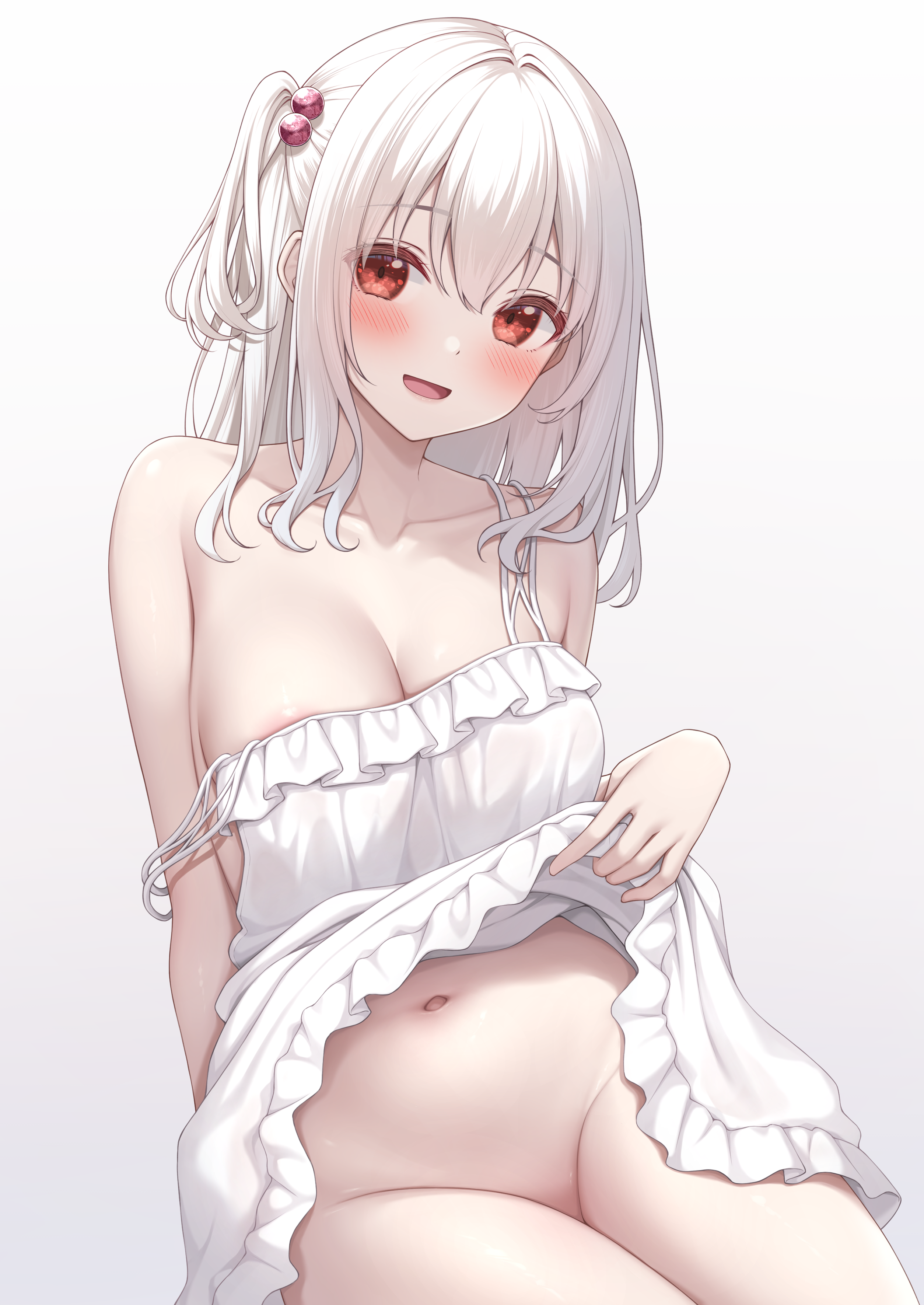 areola dress karutamo no_bra nopan see_through skirt_lift tissue-chan