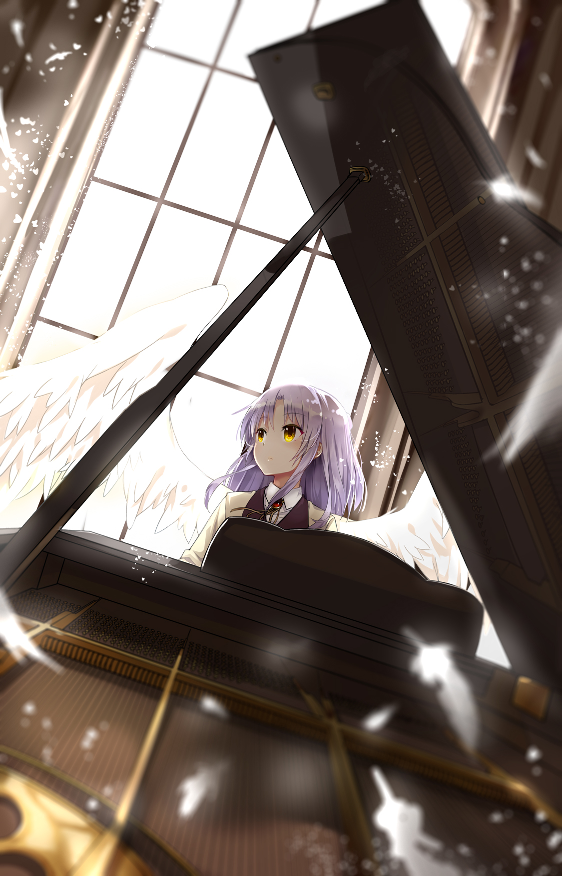 angel_beats! lf seifuku tachibana_kanade wings