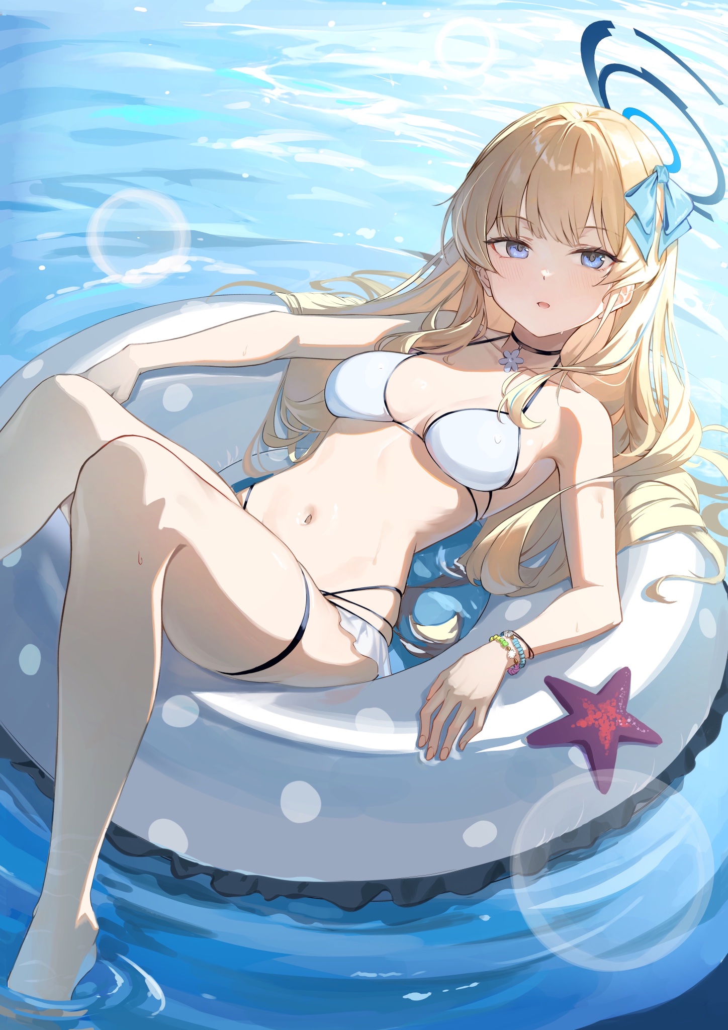 asuma_toki bikini blue_archive dampi garter halo swimsuits wet