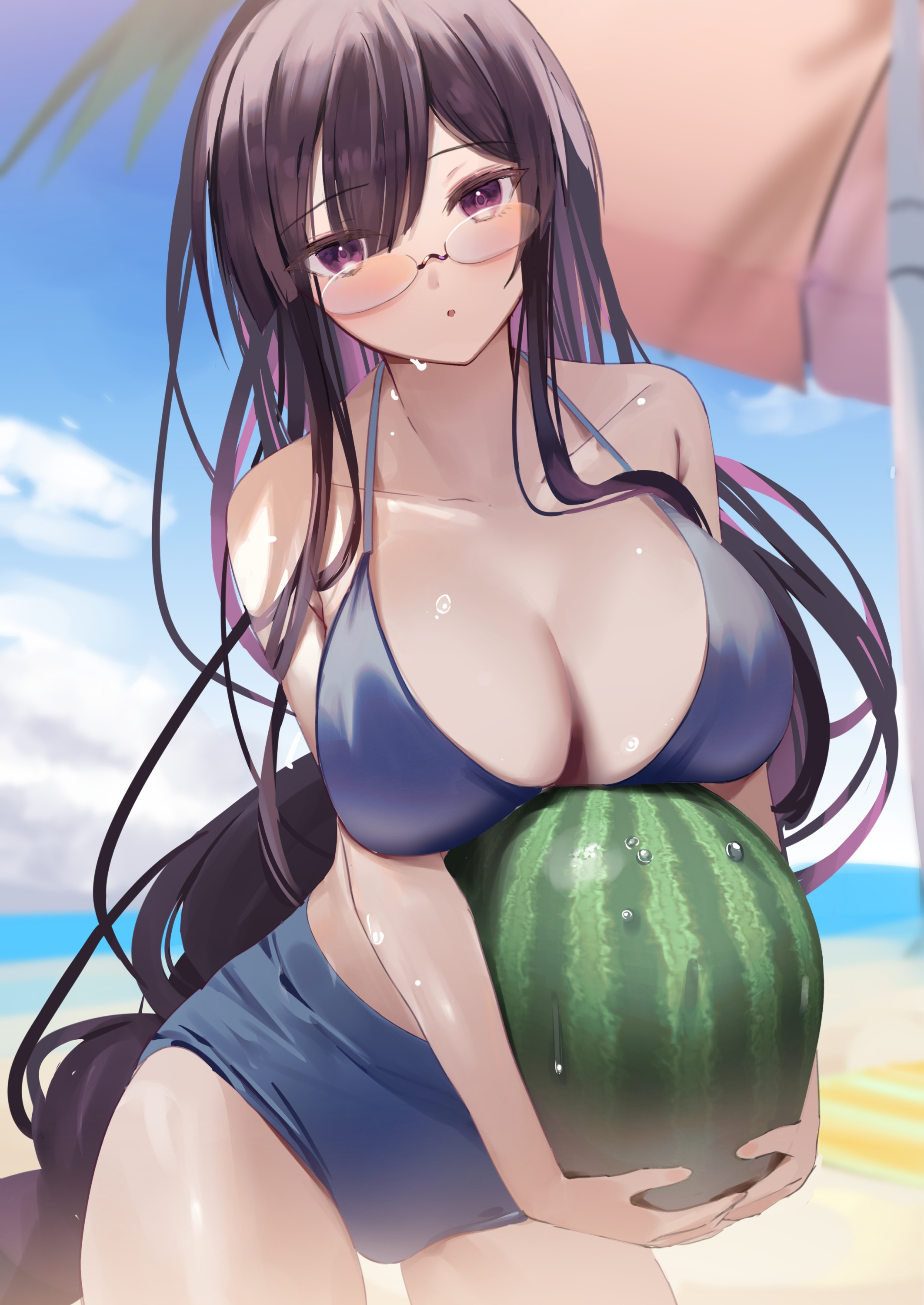 bikini chiro_(norishiro_michiro) megane swimsuits wet