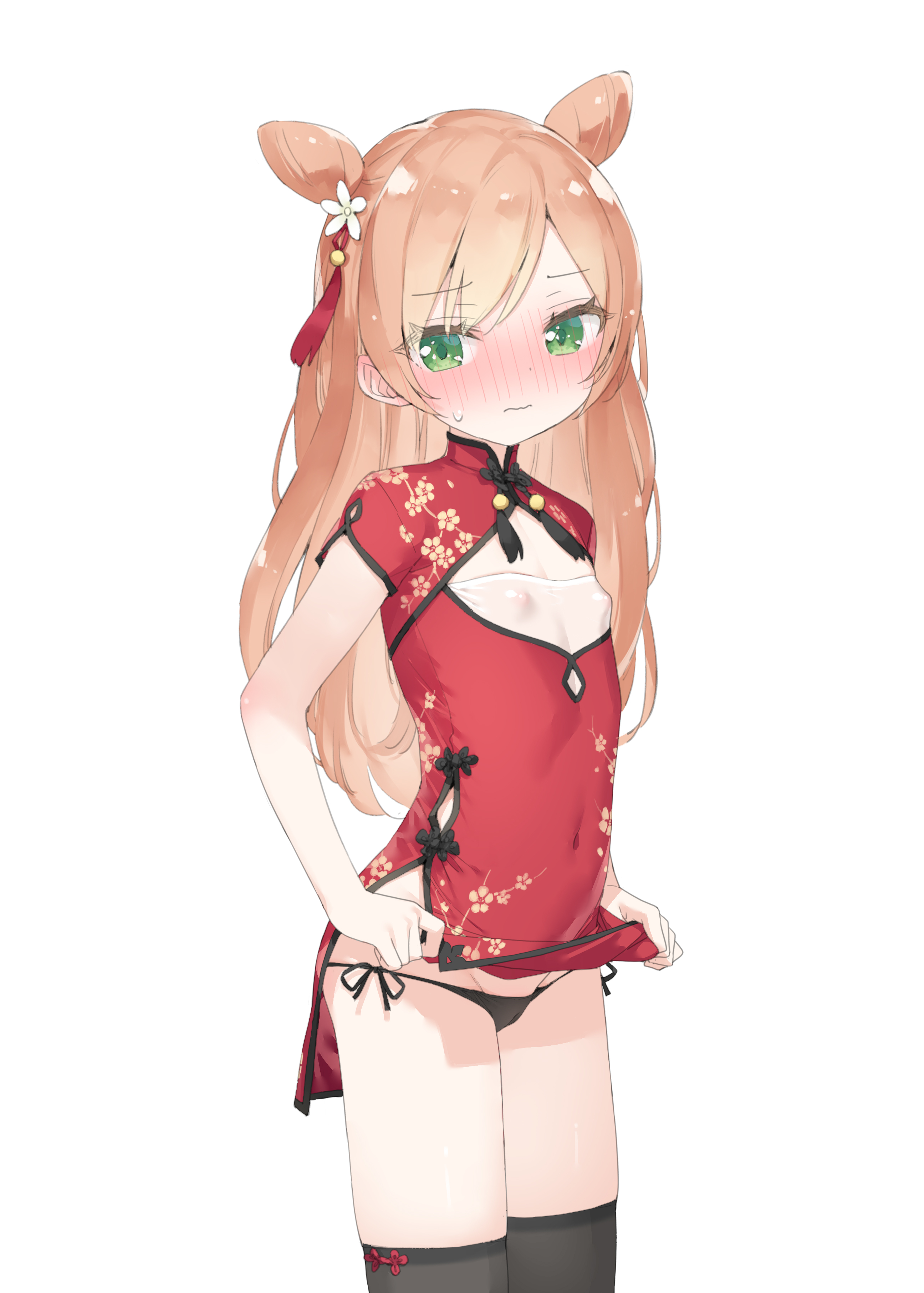 cameltoe chinadress erect_nipples kani_biimu loli minazuki_sarami no_bra pantsu panty_pull skirt_lift string_panties thighhighs