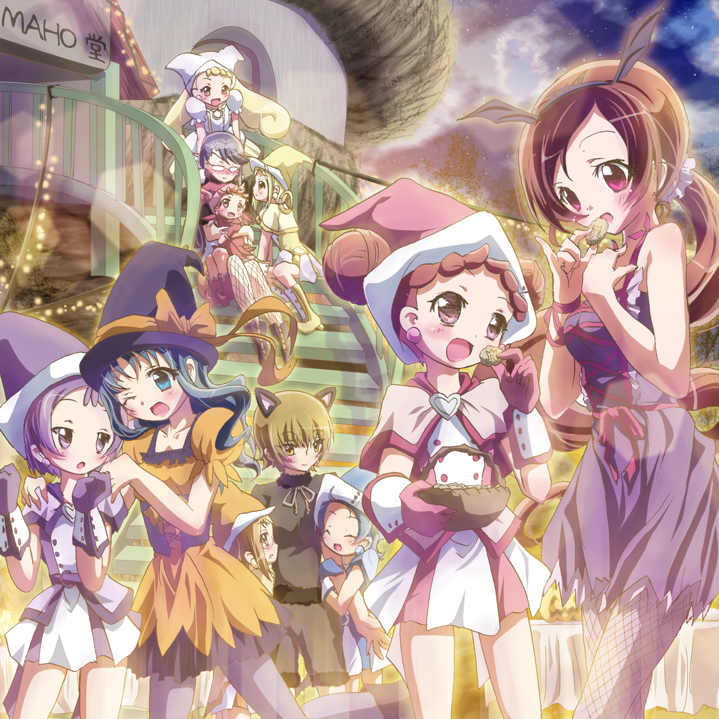 asuka_momoko crossover dress fujiwara_hazuki halloween hanasaki_tsubomi harukaze_doremi harukaze_pop heartcatch_precure! inoshishi kurumi_erika makihatayama_hana megane myoudouin_itsuki ojamajo_doremi precure segawa_onpu senoo_aiko tsukikage_yuri