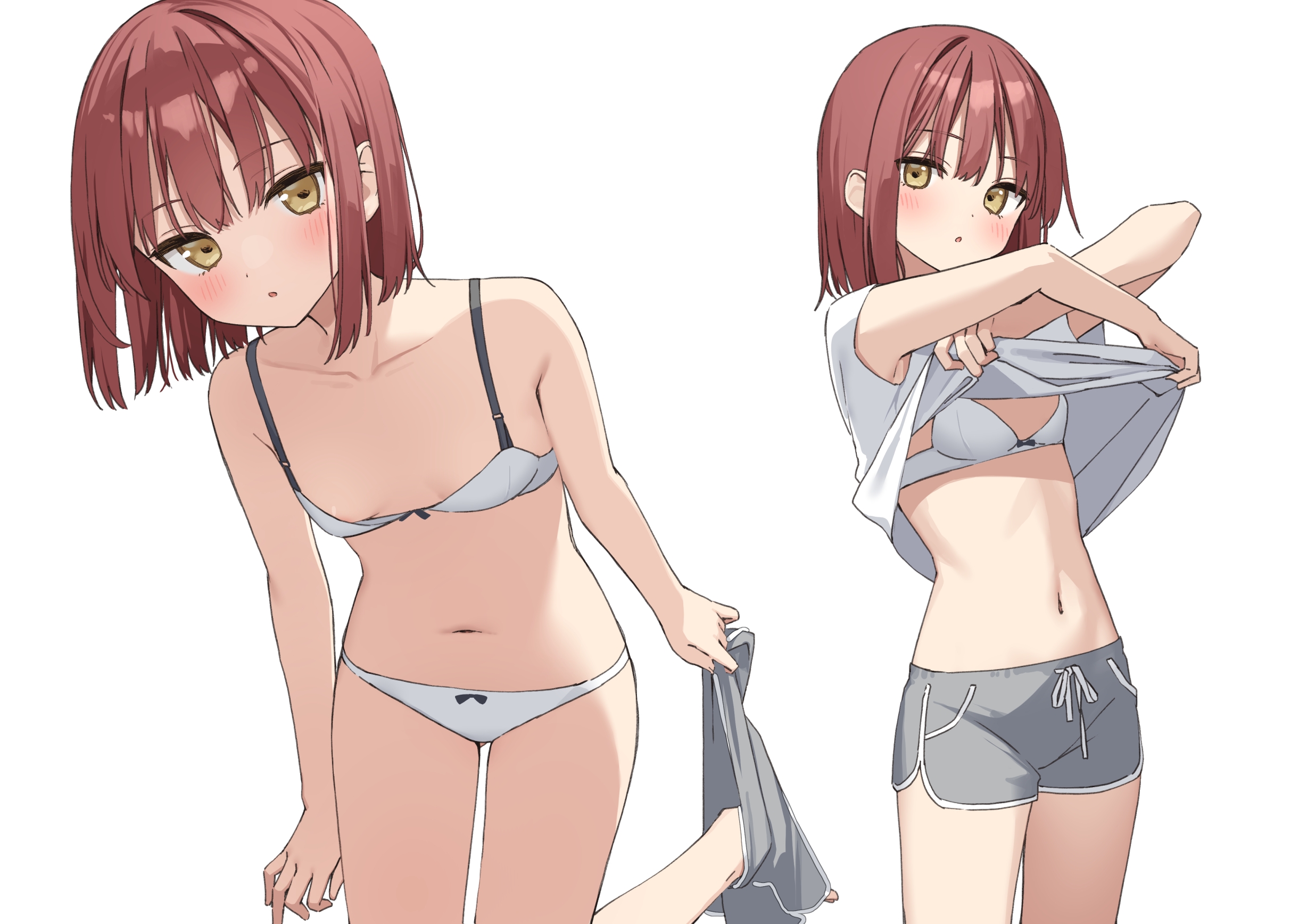 areola bra kazari_(muninshiki) loli muninshiki pantsu shirt_lift undressing