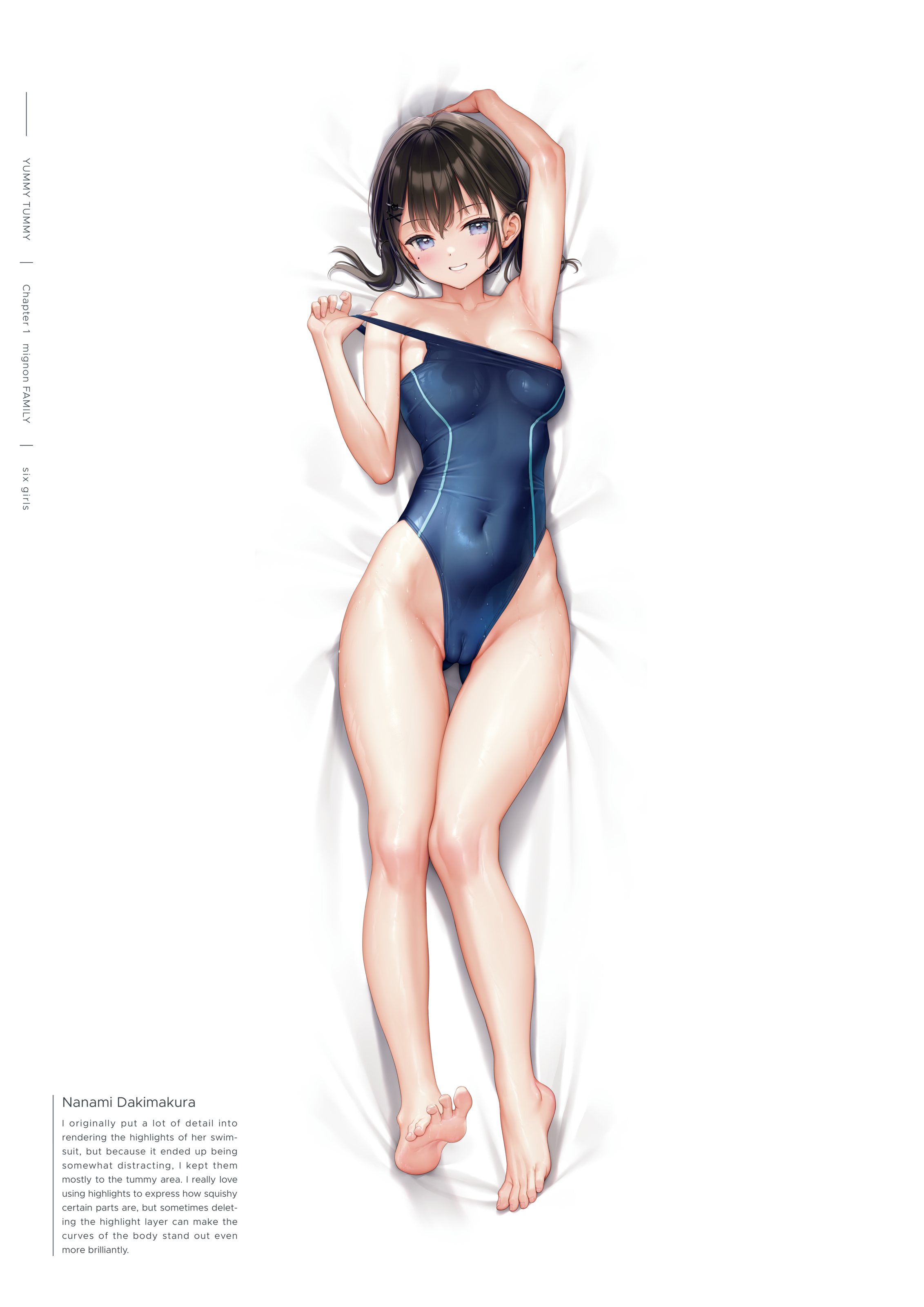 cameltoe dakimakura digital_version mignon nanami_(mignon) swimsuits translated undressing wet