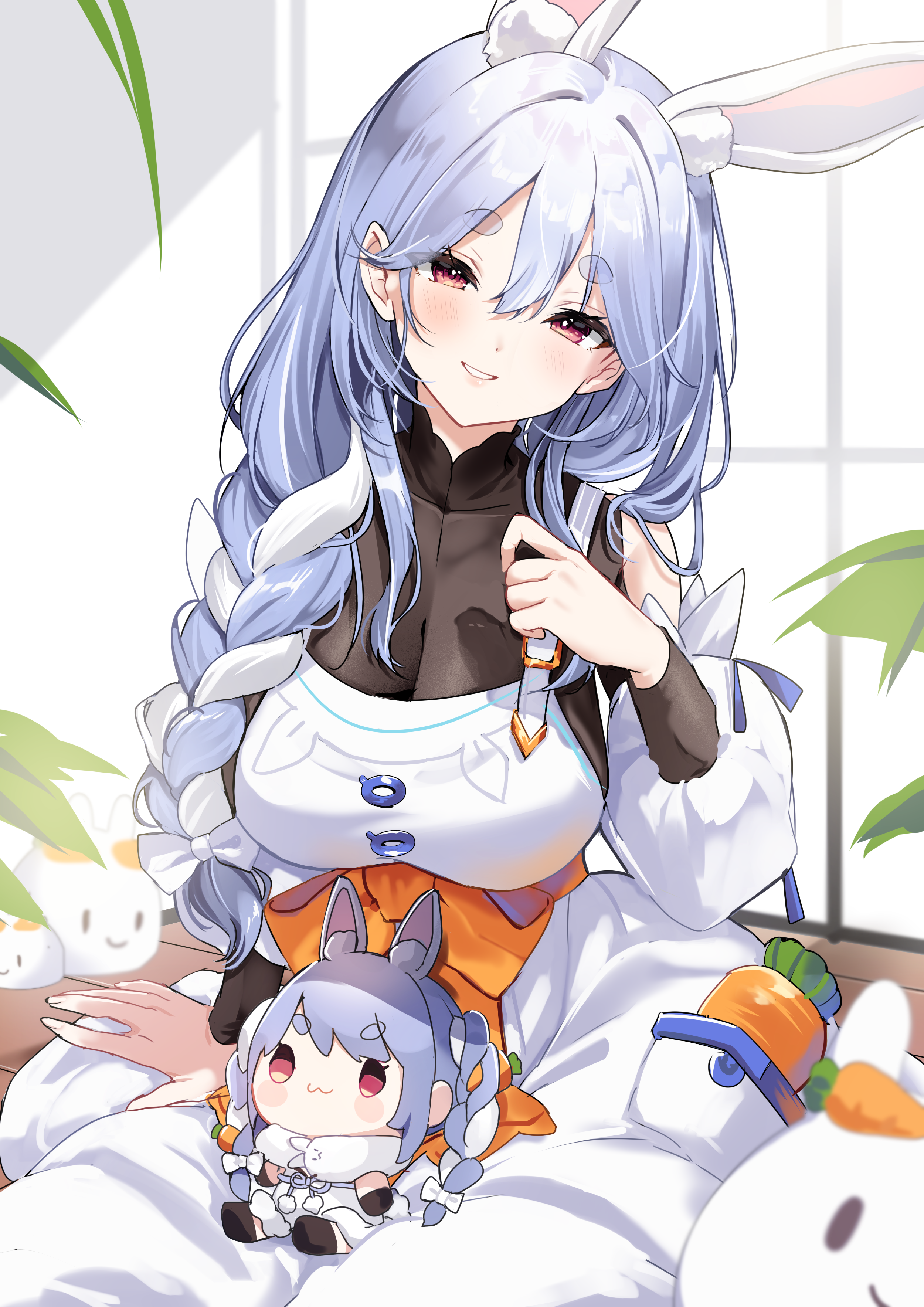 animal_ears beryl_(blueberylpie) bunny_ears chibi hololive pekomama tail usada_pekora