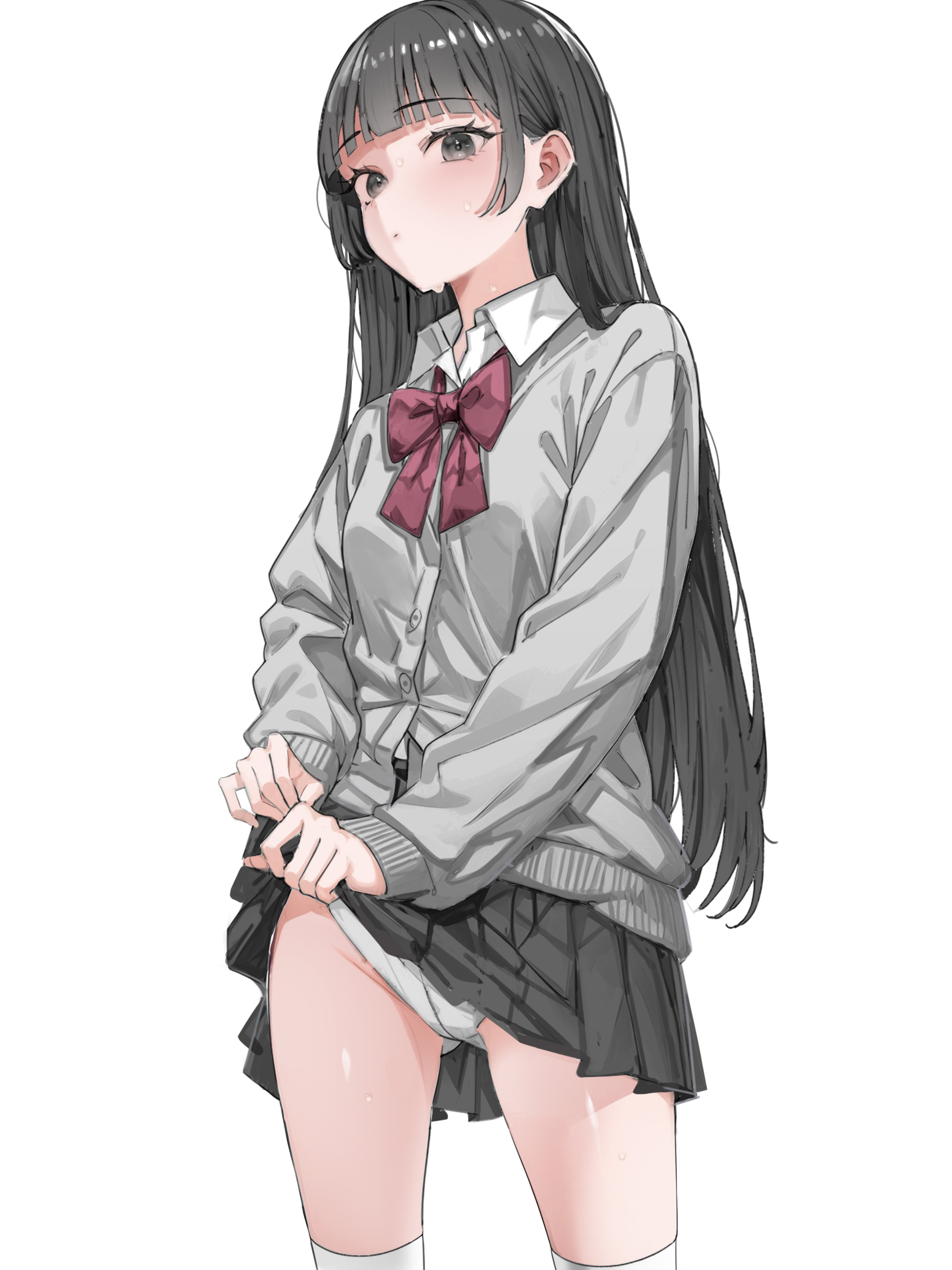 pantsu seifuku skirt_lift sweater thighhighs tuubwhy