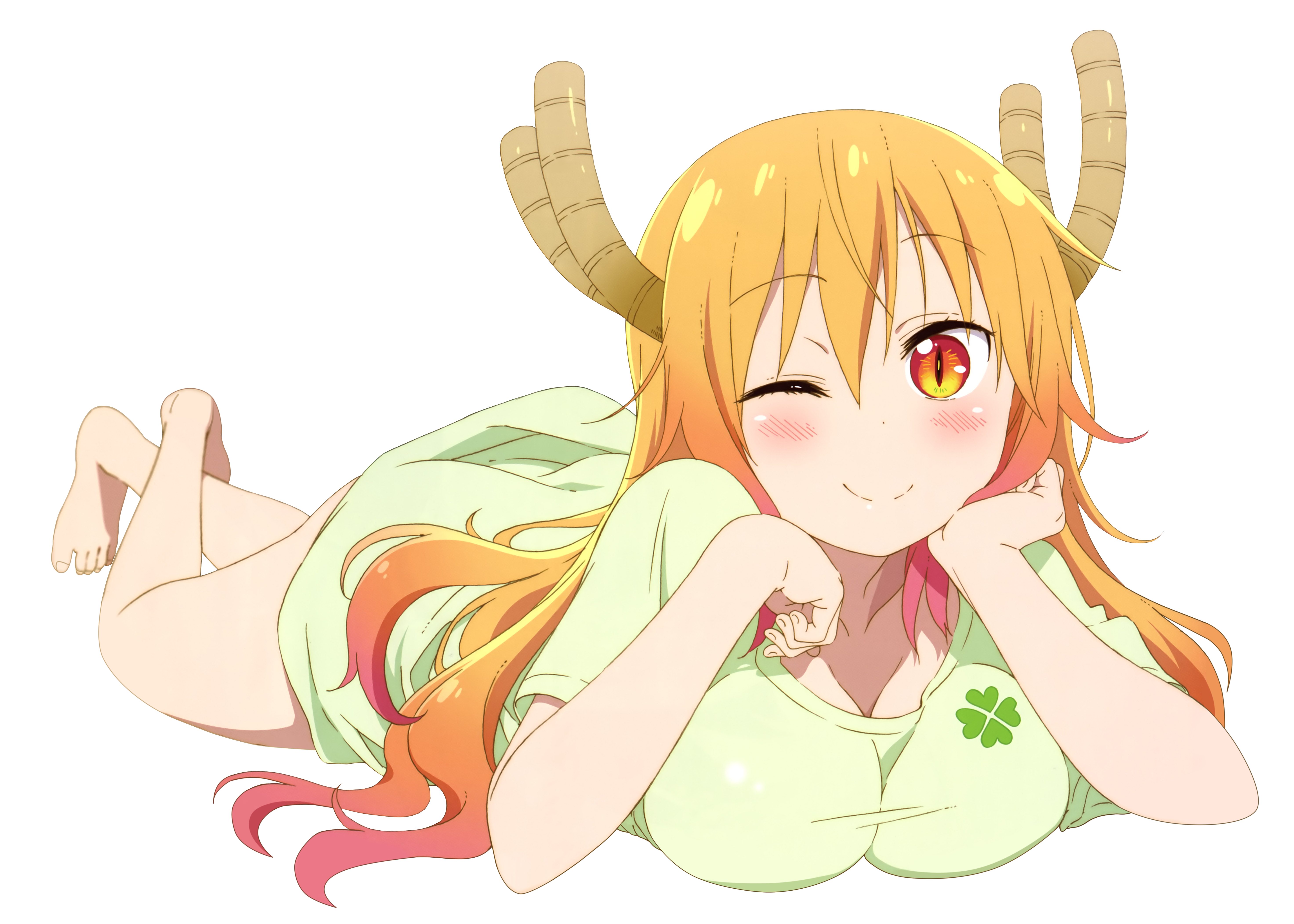 cleavage horns kadowaki_miku kobayashi-san_chi_no_maidragon tail tooru_(maidragon) transparent_png